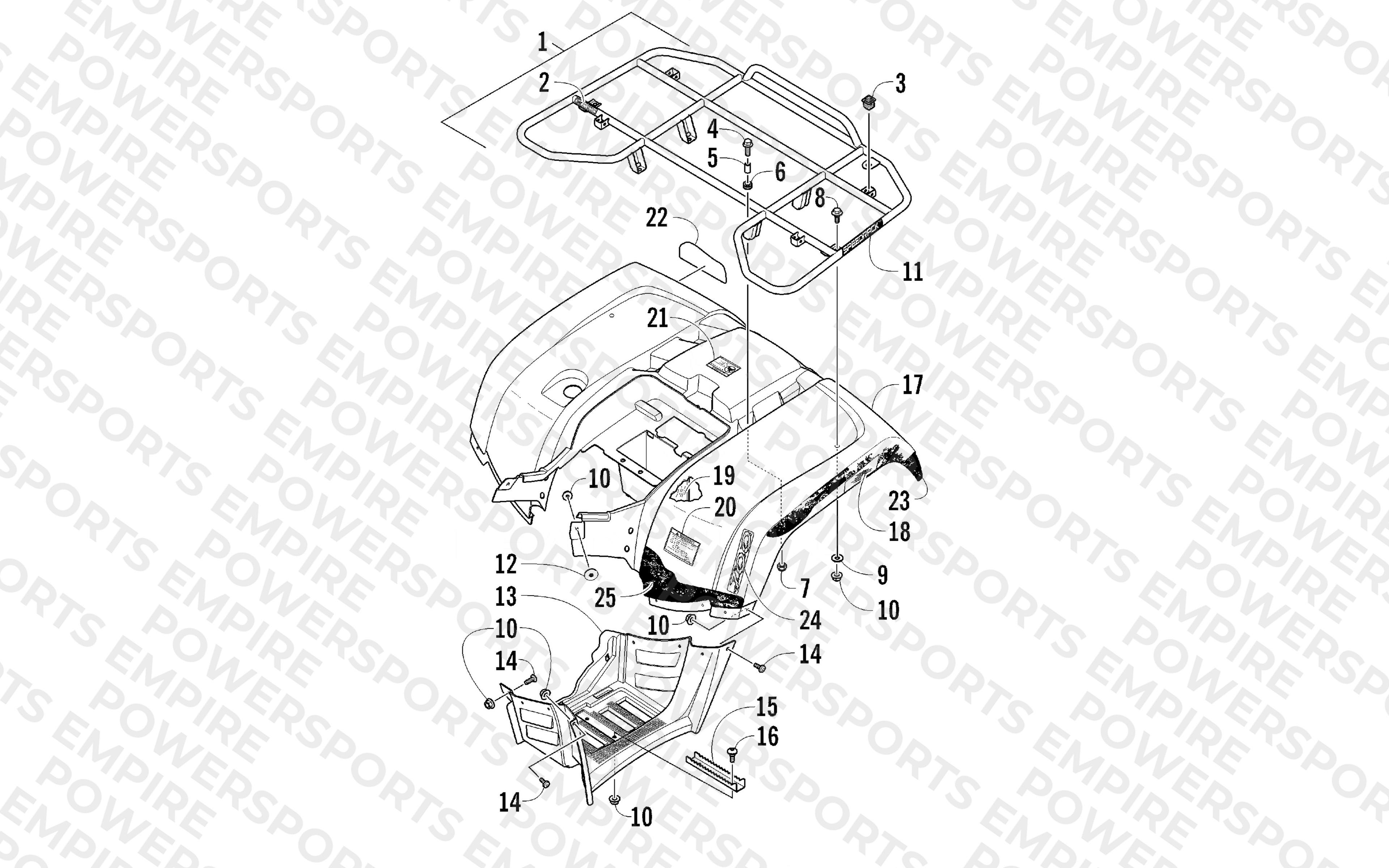 REAR RACK, BODY PANEL, AND FOOTWELL ASSEMBLIES