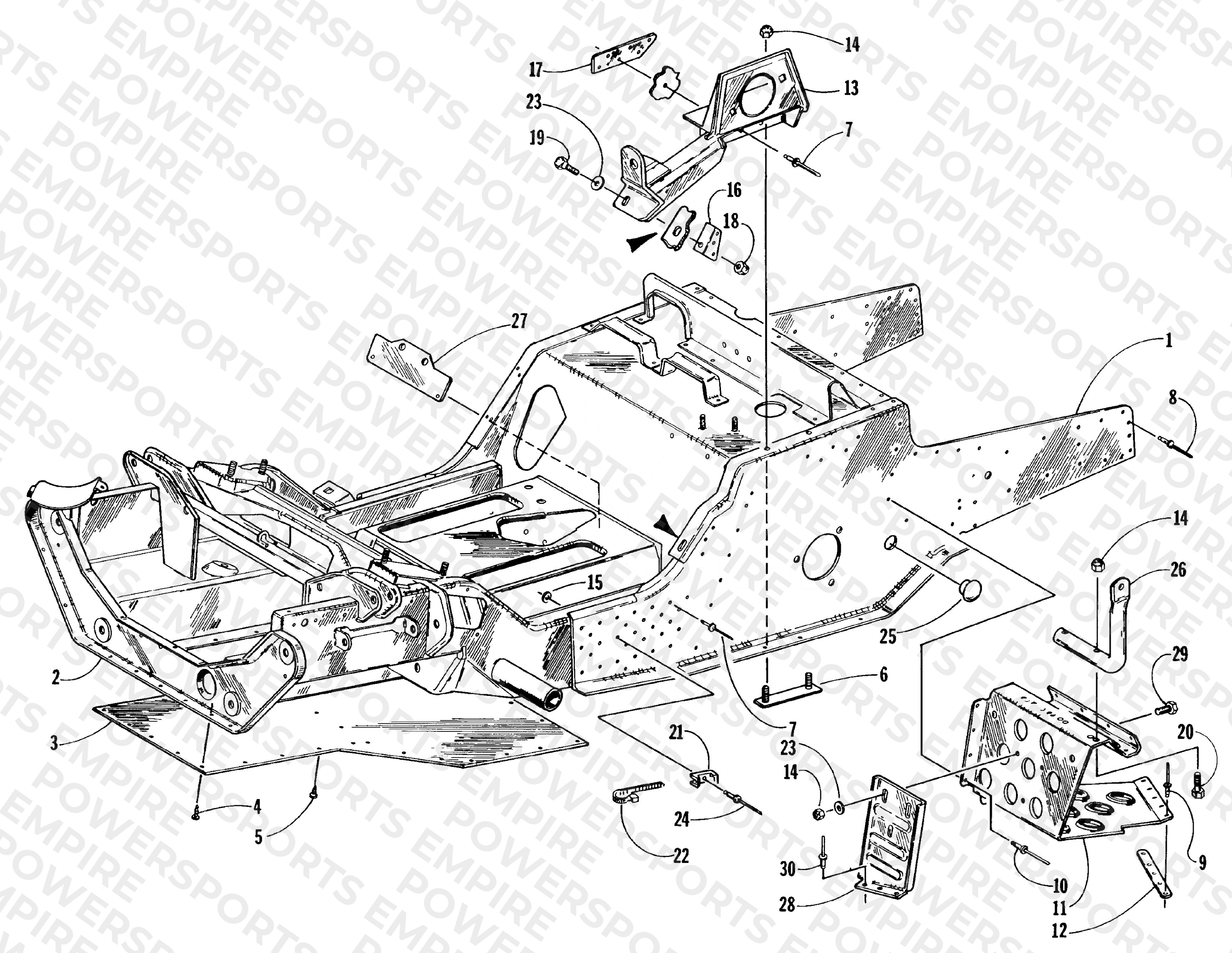 FRONT FRAME AND FOOTREST ASSEMBLY