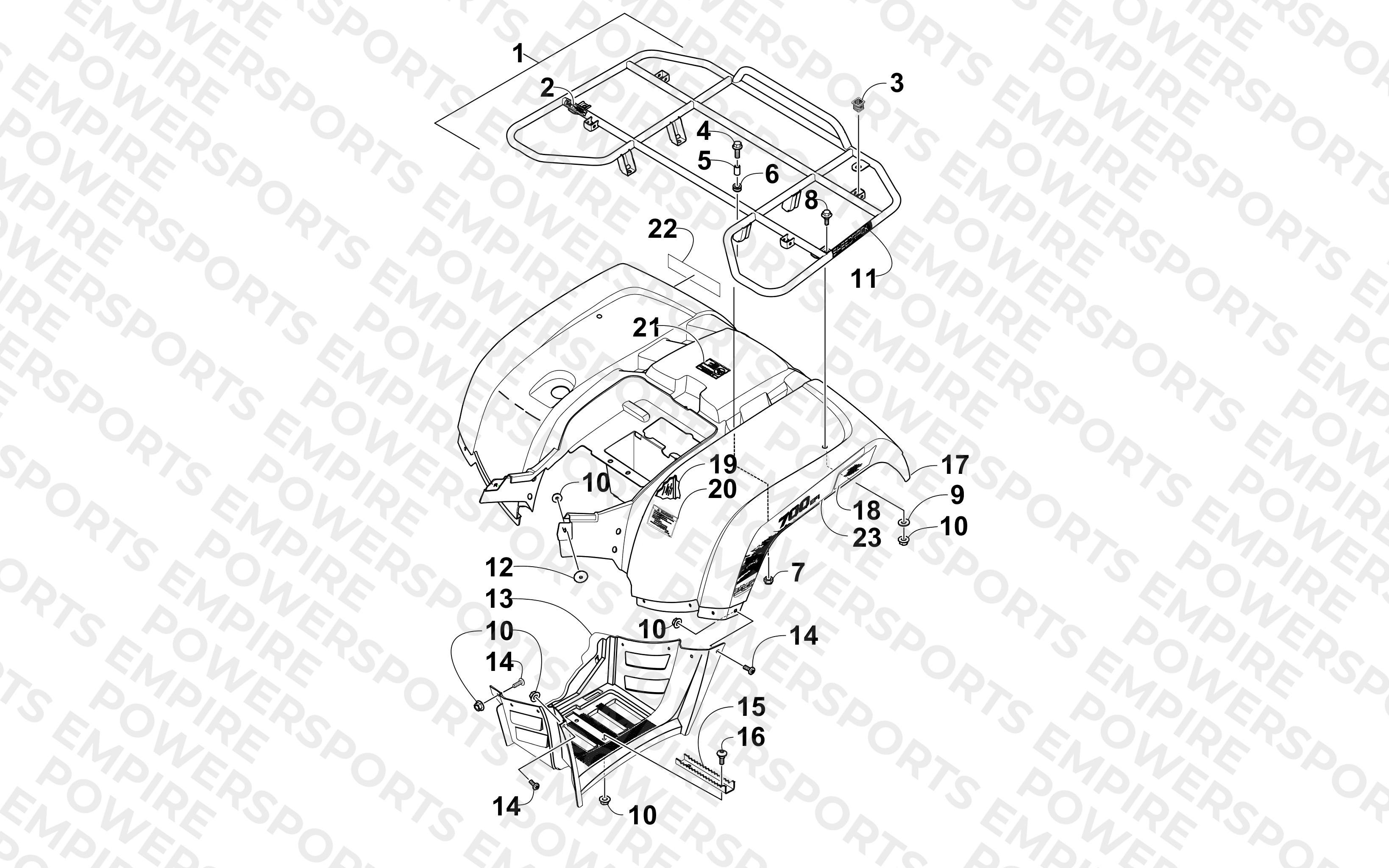 REAR RACK, BODY PANEL, AND FOOTWELL ASSEMBLIES