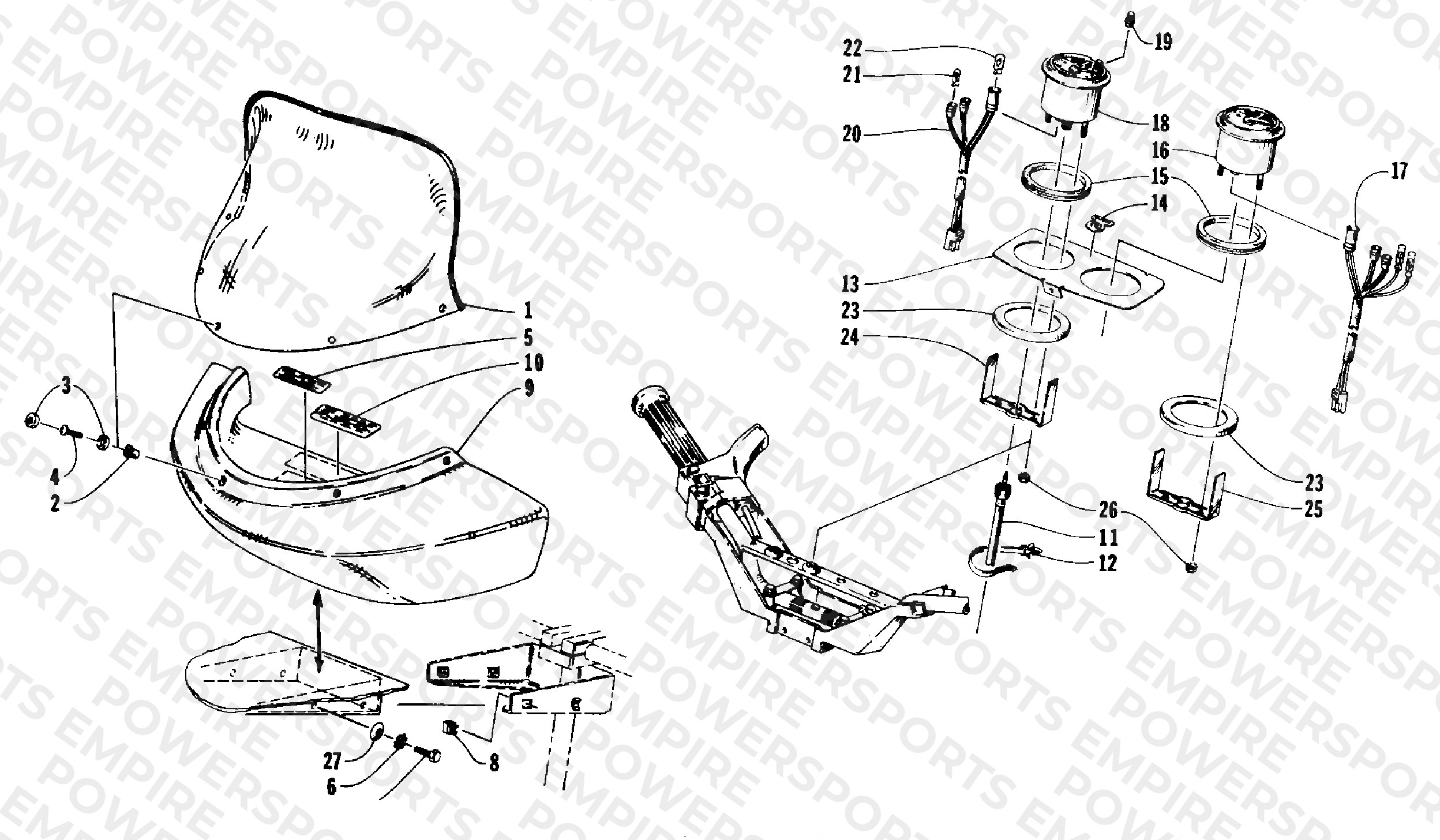 WINDSHIELD, FAIRING, AND INSTRUMENTS