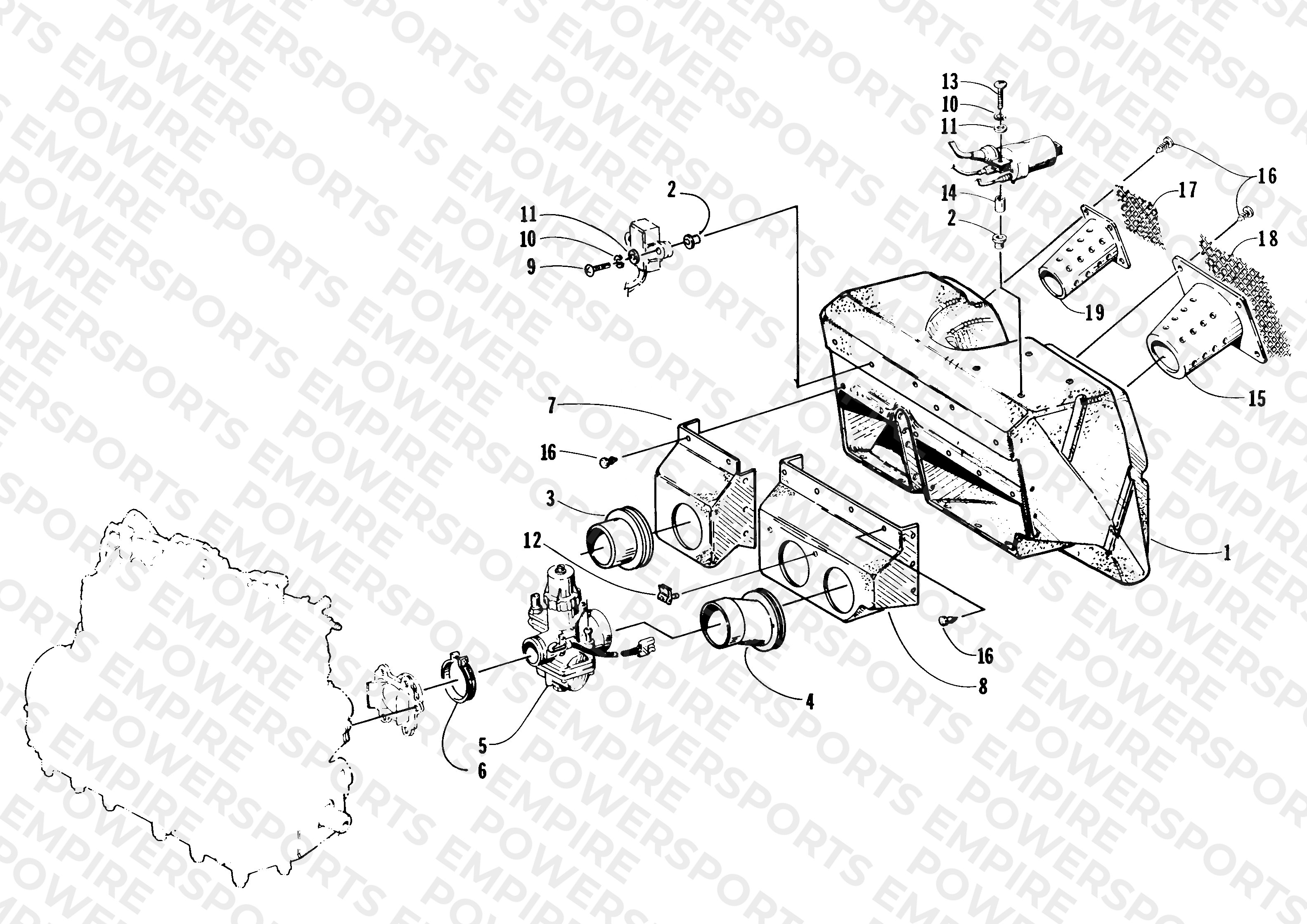 CARBURETOR AND AIR SILENCER ASSEMBLY