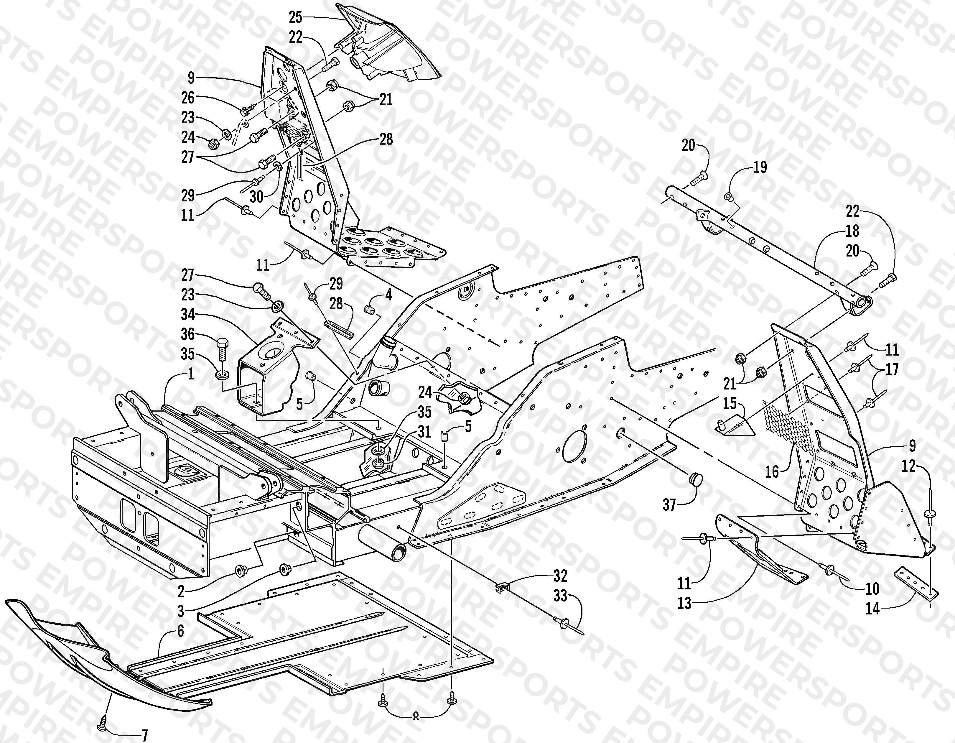 FRONT FRAME AND FOOTREST ASSEMBLY