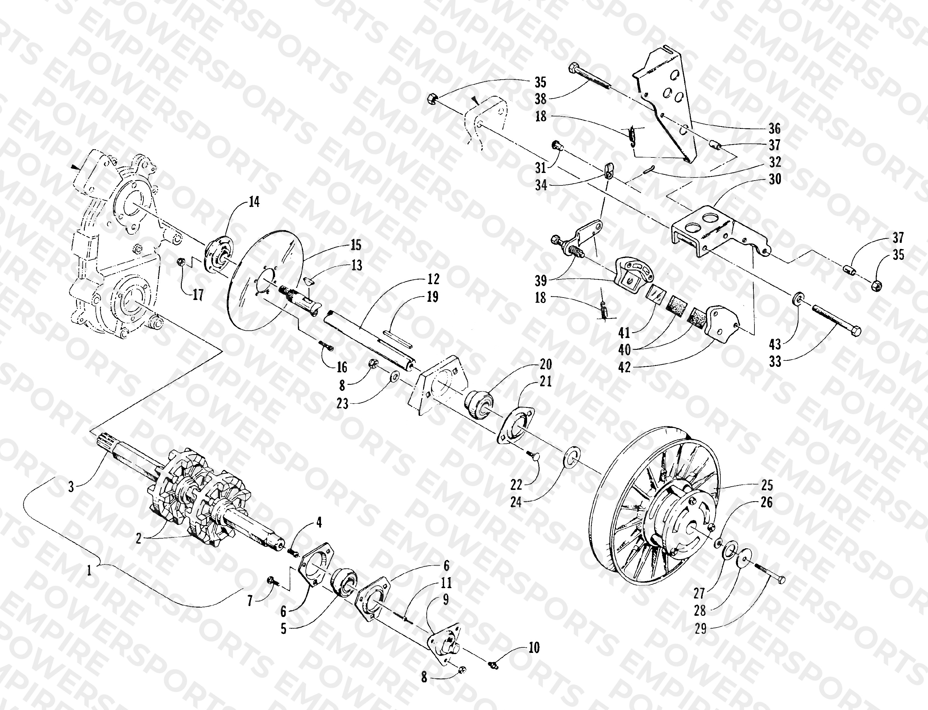 DRIVE TRAIN SHAFTS AND BRAKE ASSEMBLIES