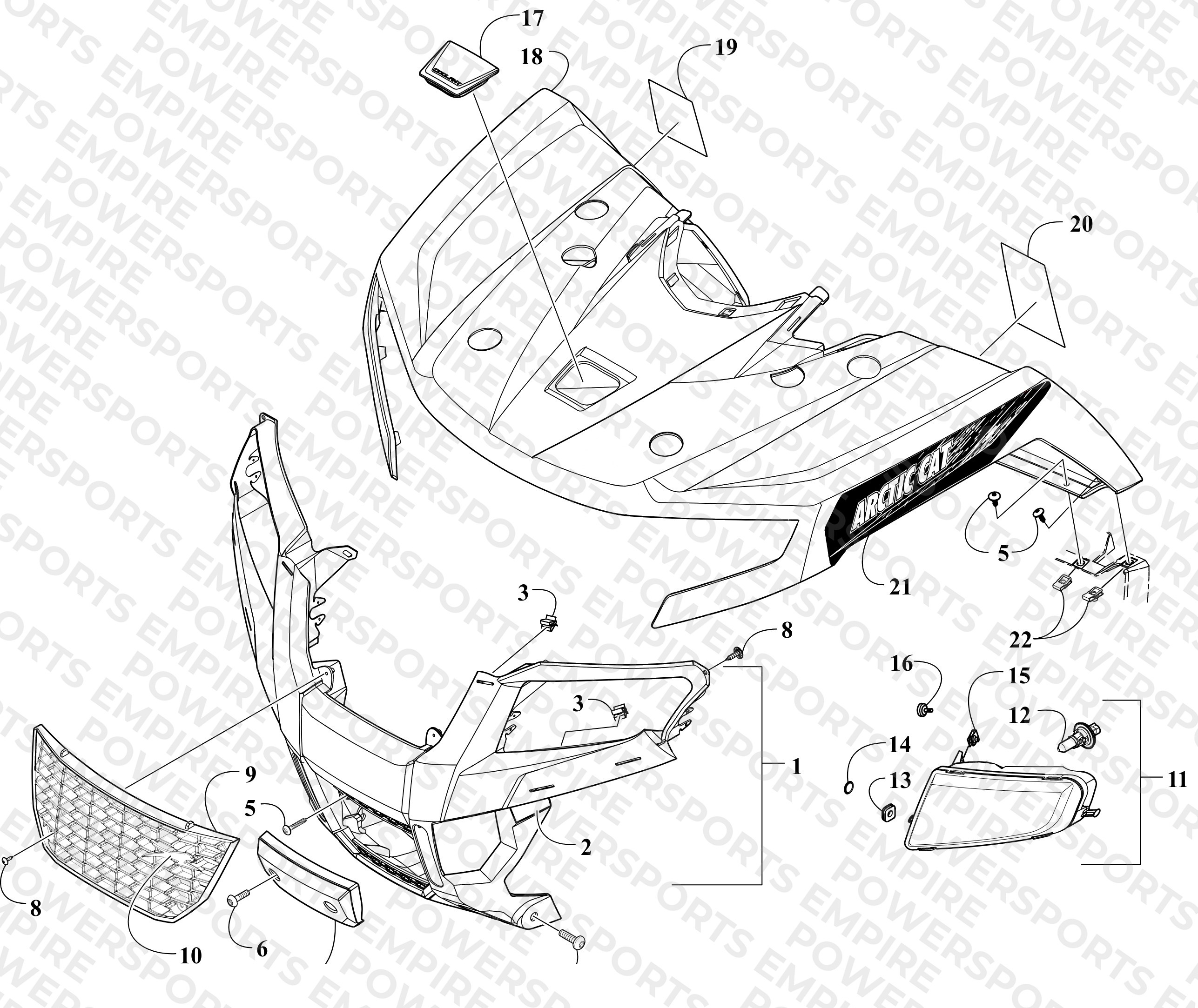 FRONT BODY PANEL AND HEADLIGHT ASSEMBLIES