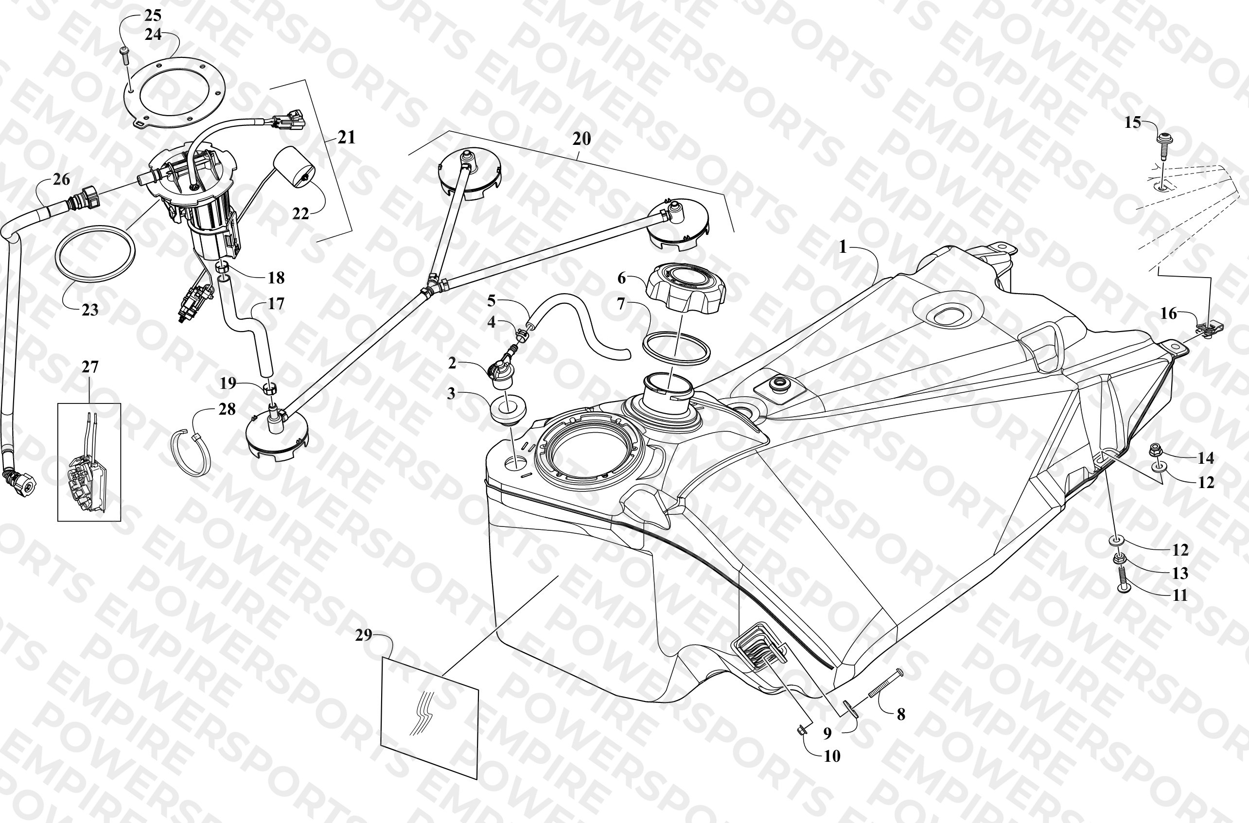 GAS TANK AND FUEL PUMP ASSEMBLY