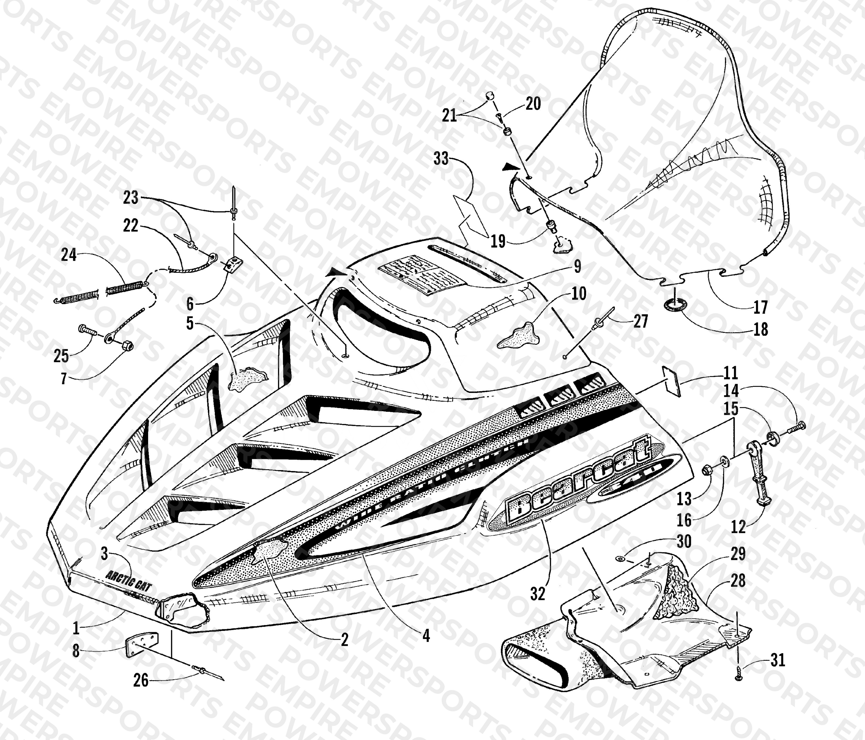 HOOD AND WINDSHIELD ASSEMBLY