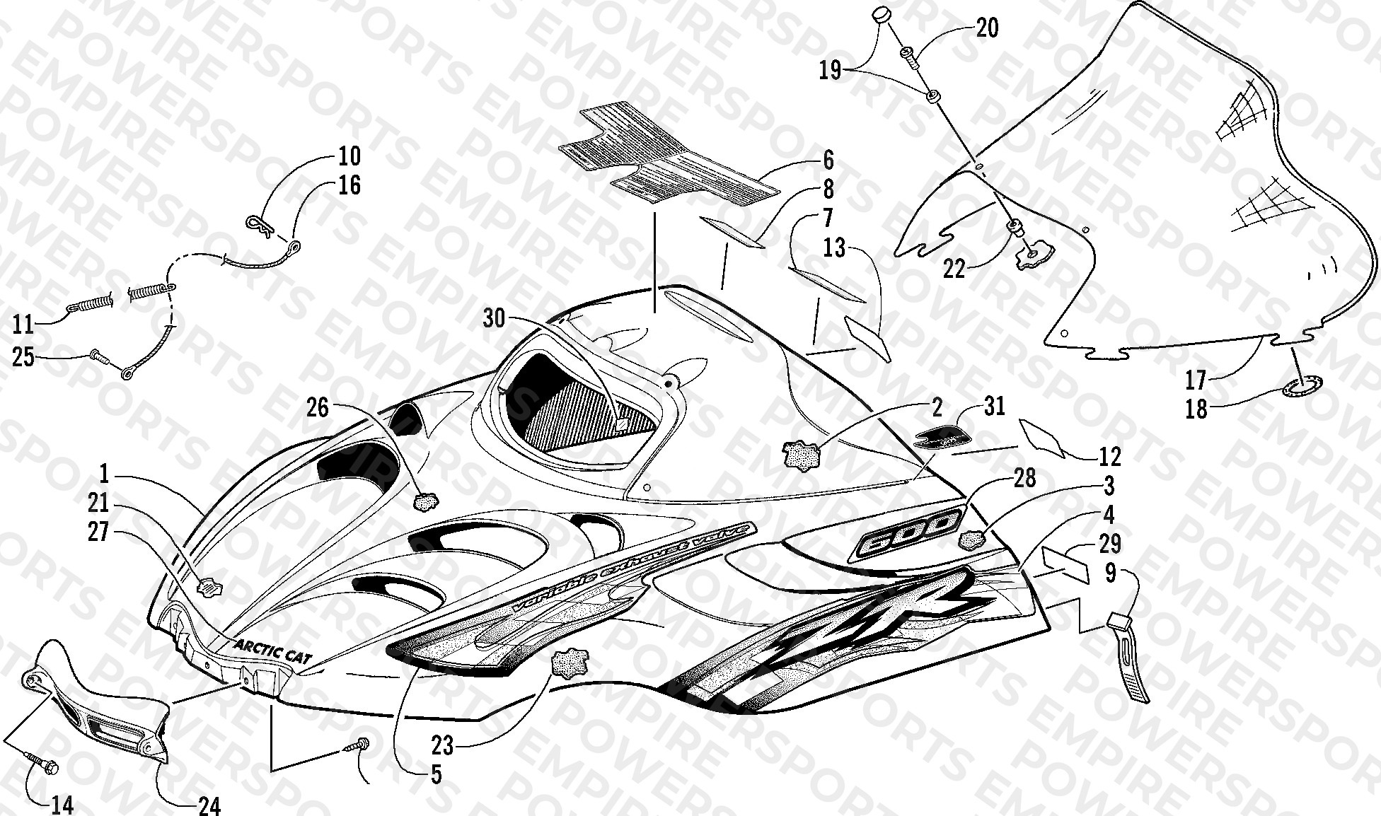 HOOD AND WINDSHIELD ASSEMBLY
