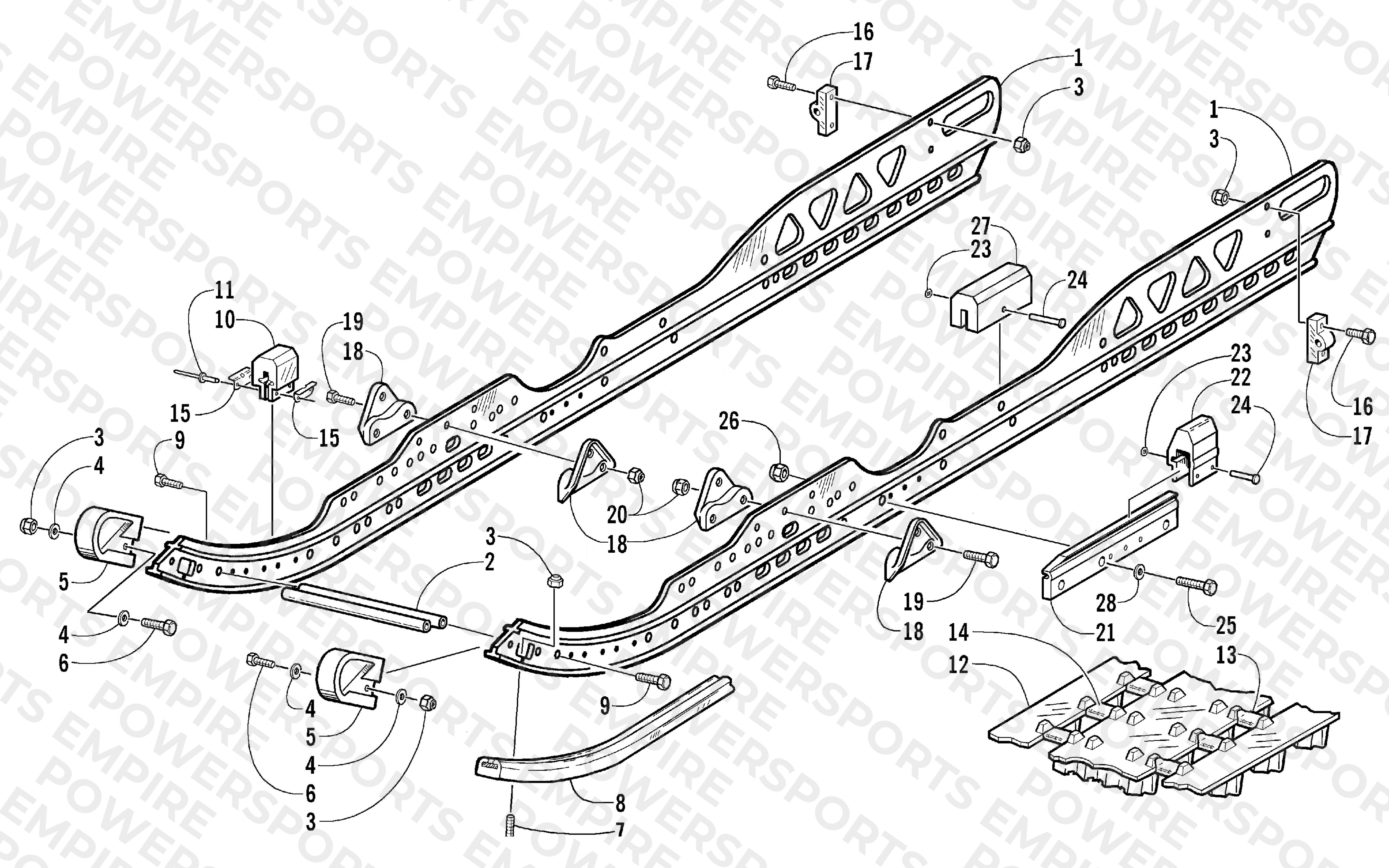 SLIDE RAIL AND TRACK ASSEMBLY (LE 151/International)