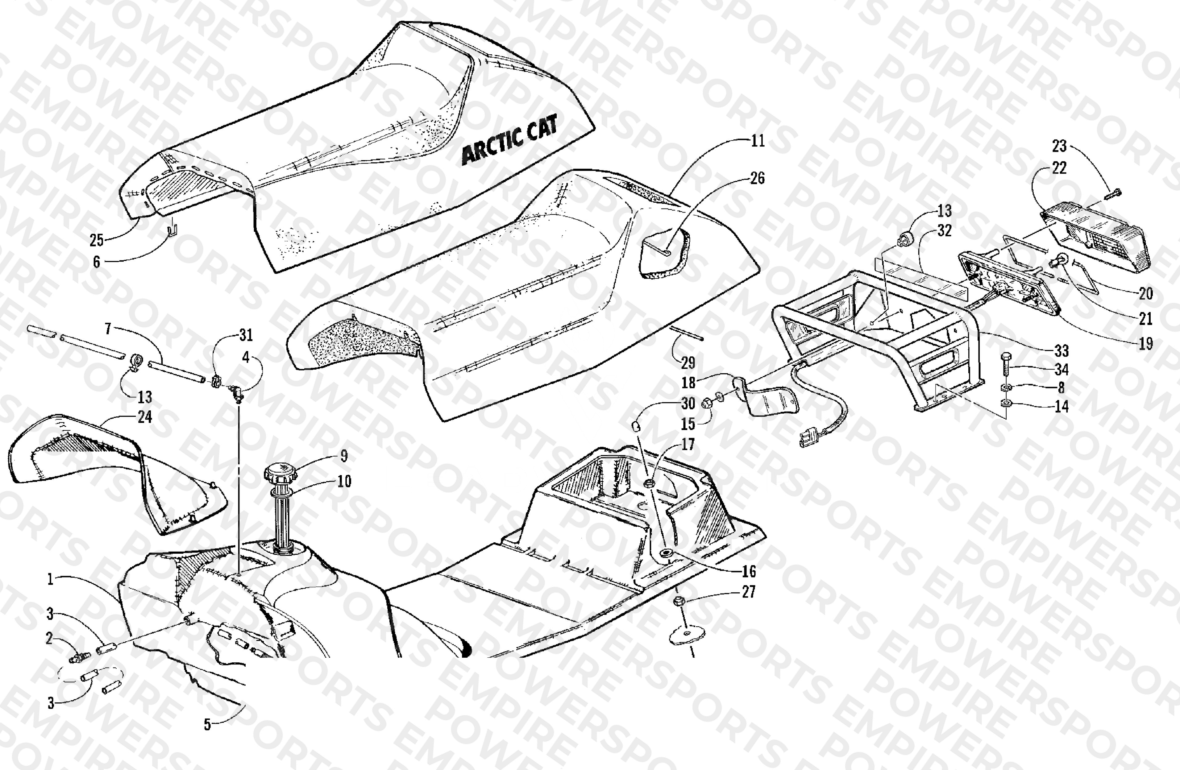 GAS TANK, SEAT, AND TAILLIGHT ASSEMBLY