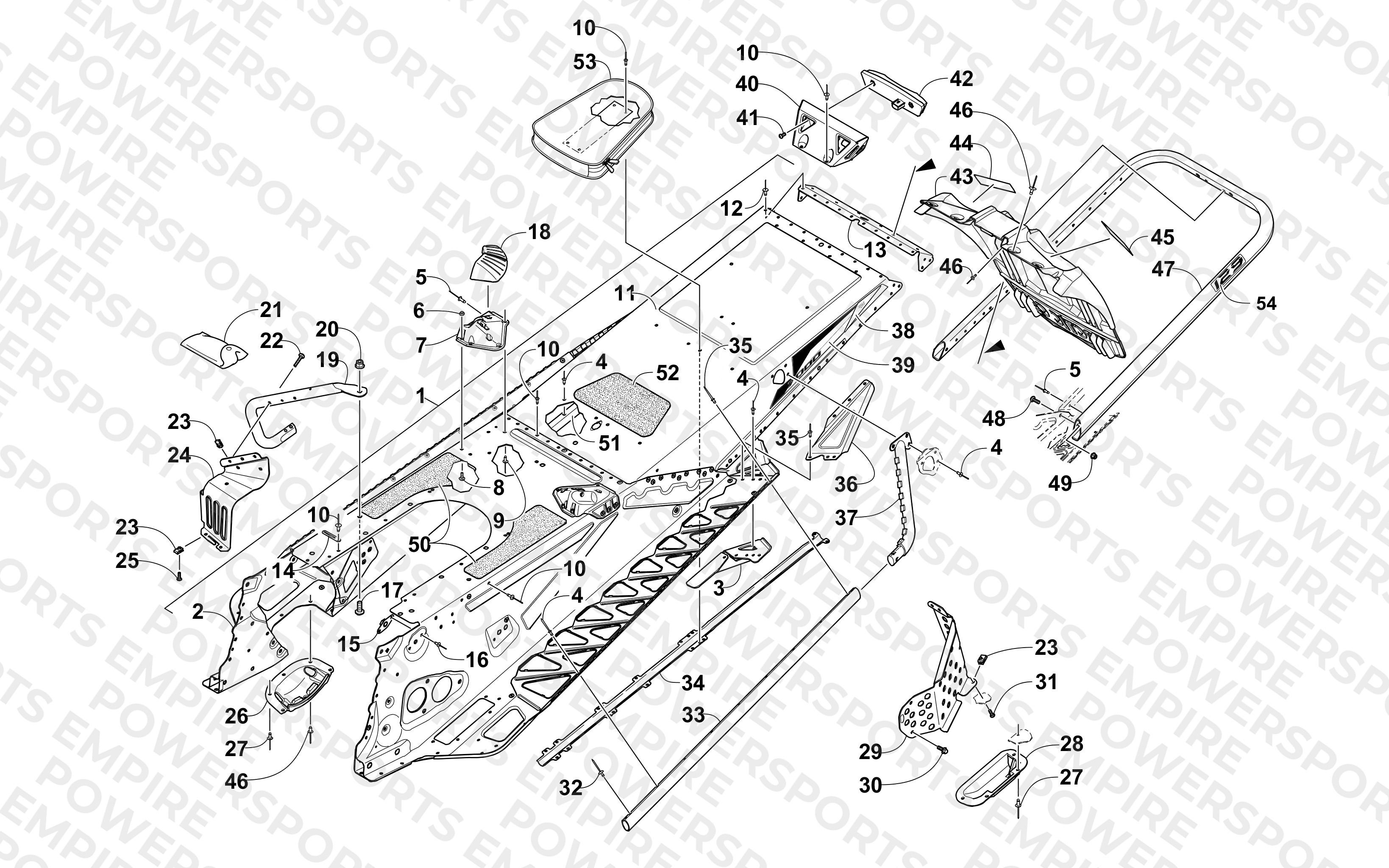 TUNNEL, REAR BUMPER, AND SNOWFLAP ASSEMBLY