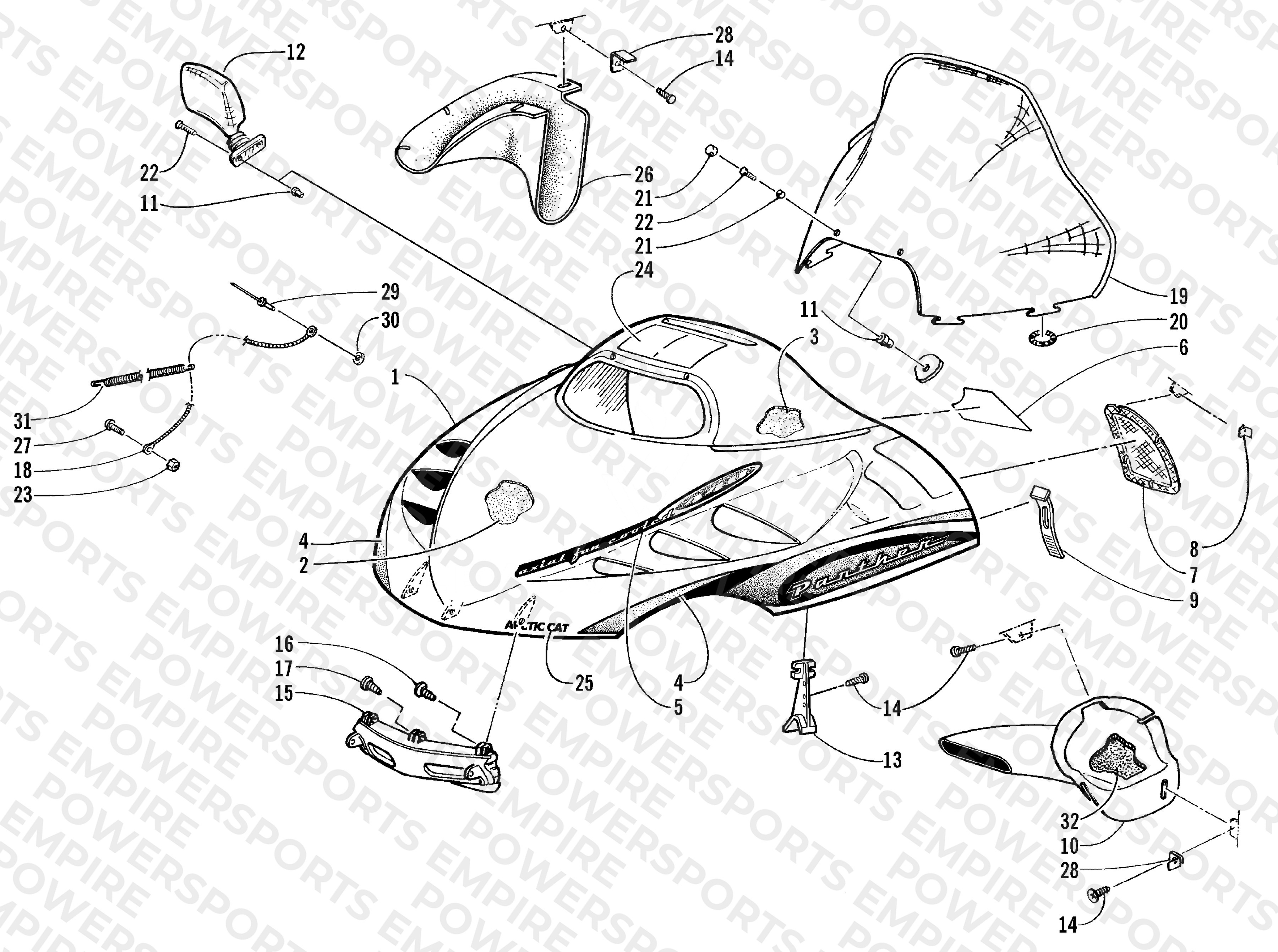 HOOD AND WINDSHIELD ASSEMBLY