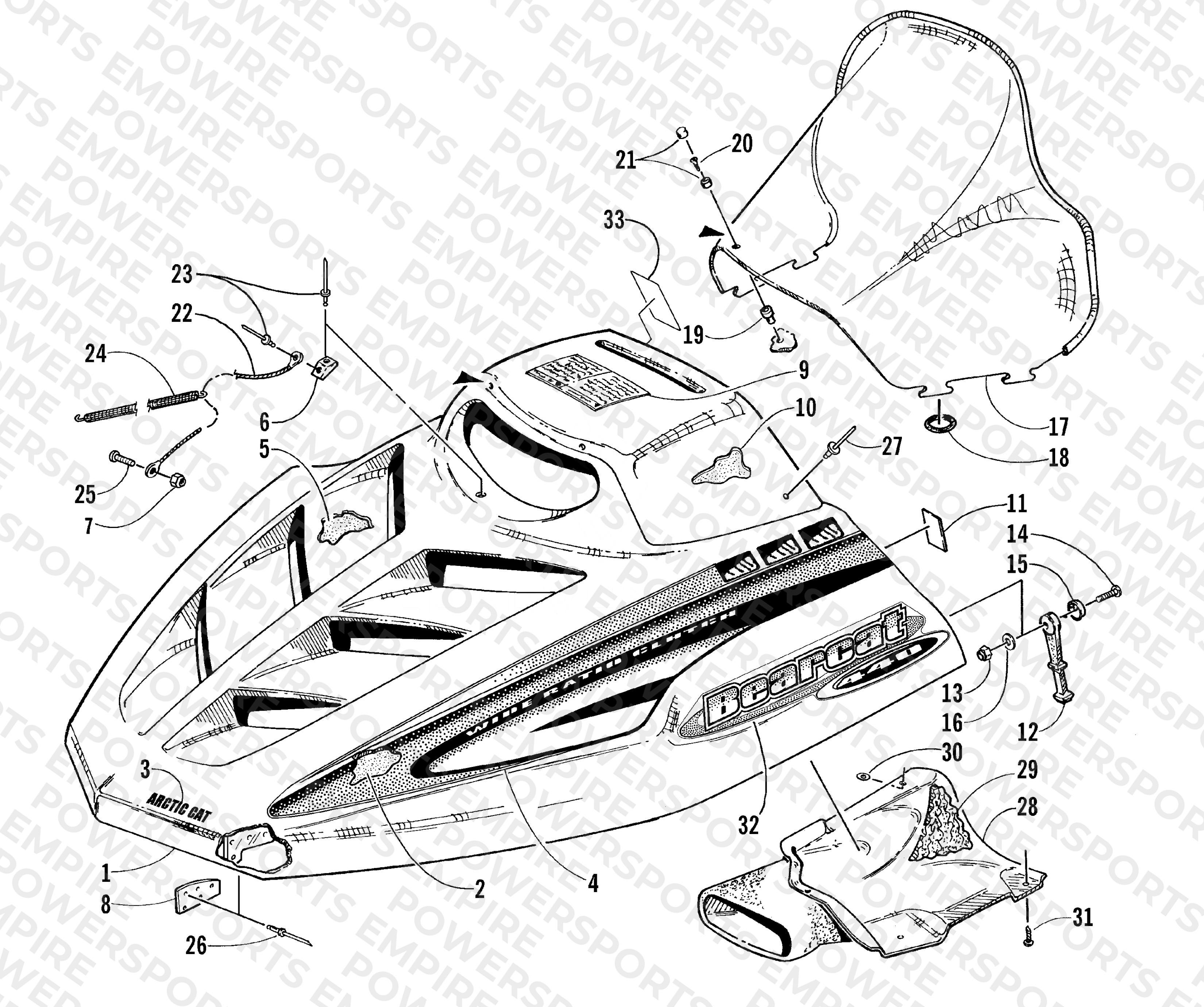 HOOD AND WINDSHIELD ASSEMBLY