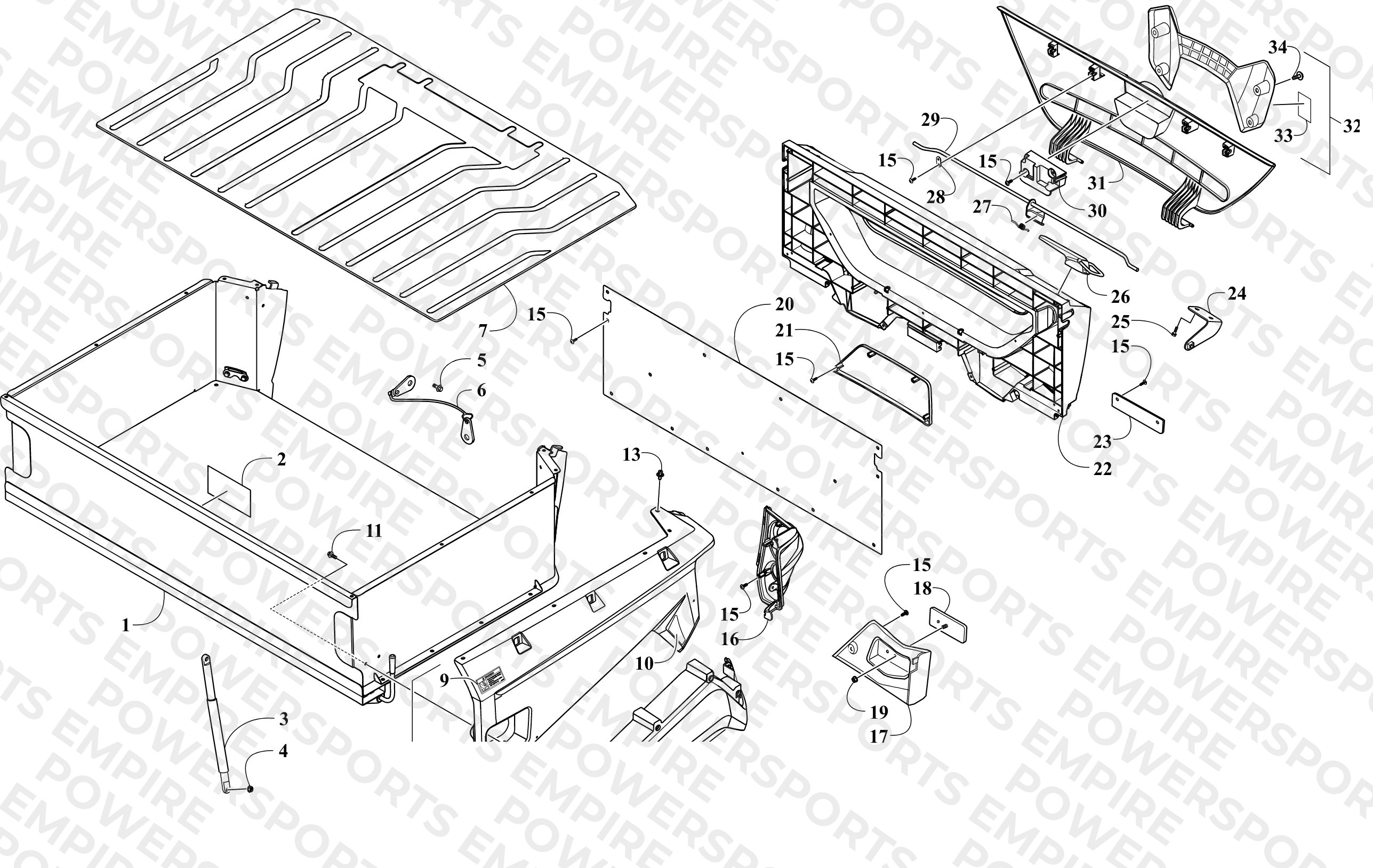 CARGO BOX AND TAILGATE ASSEMBLY