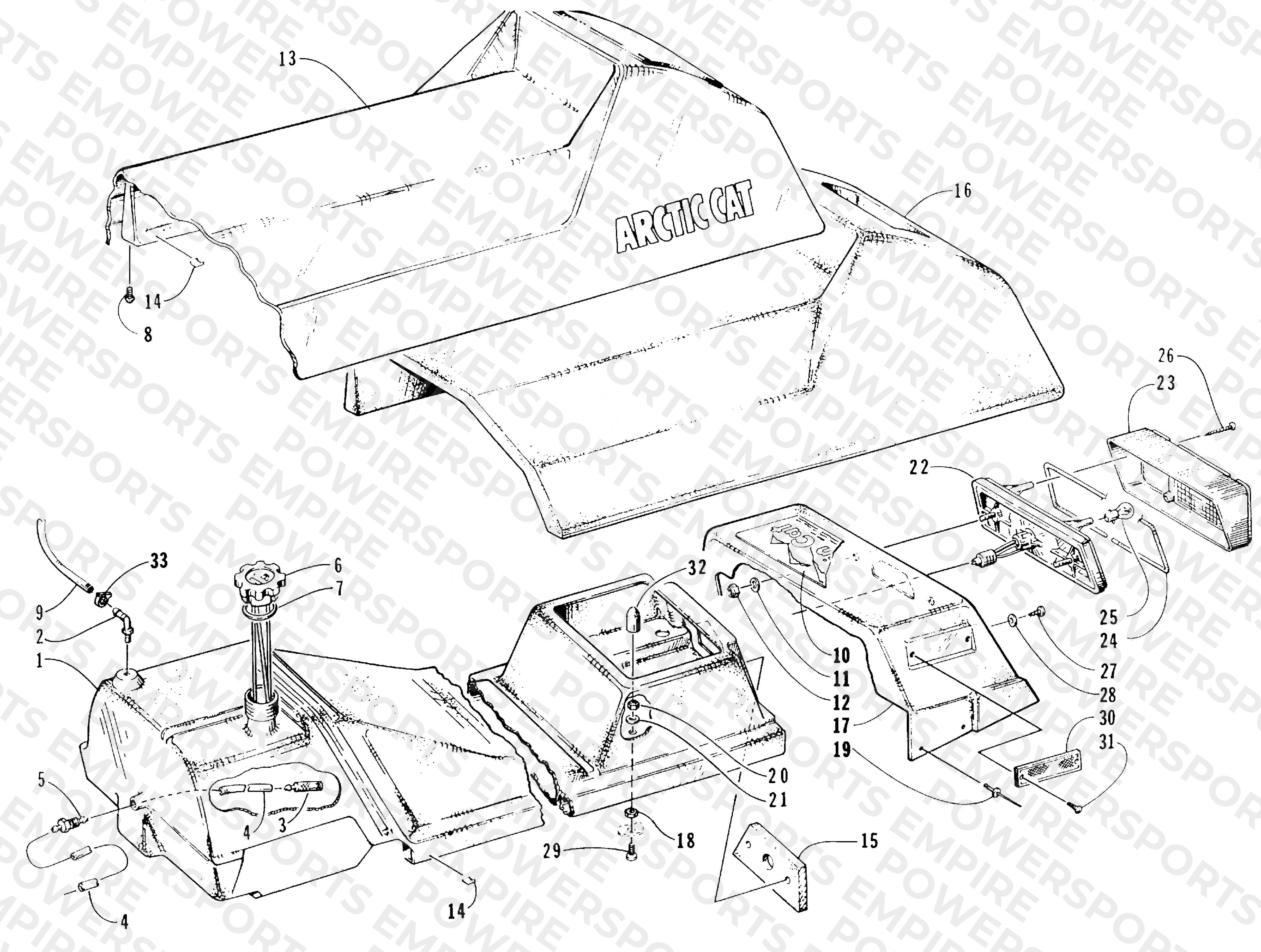 GAS TANK, SEAT, AND TAILLIGHT ASSEMBLIES