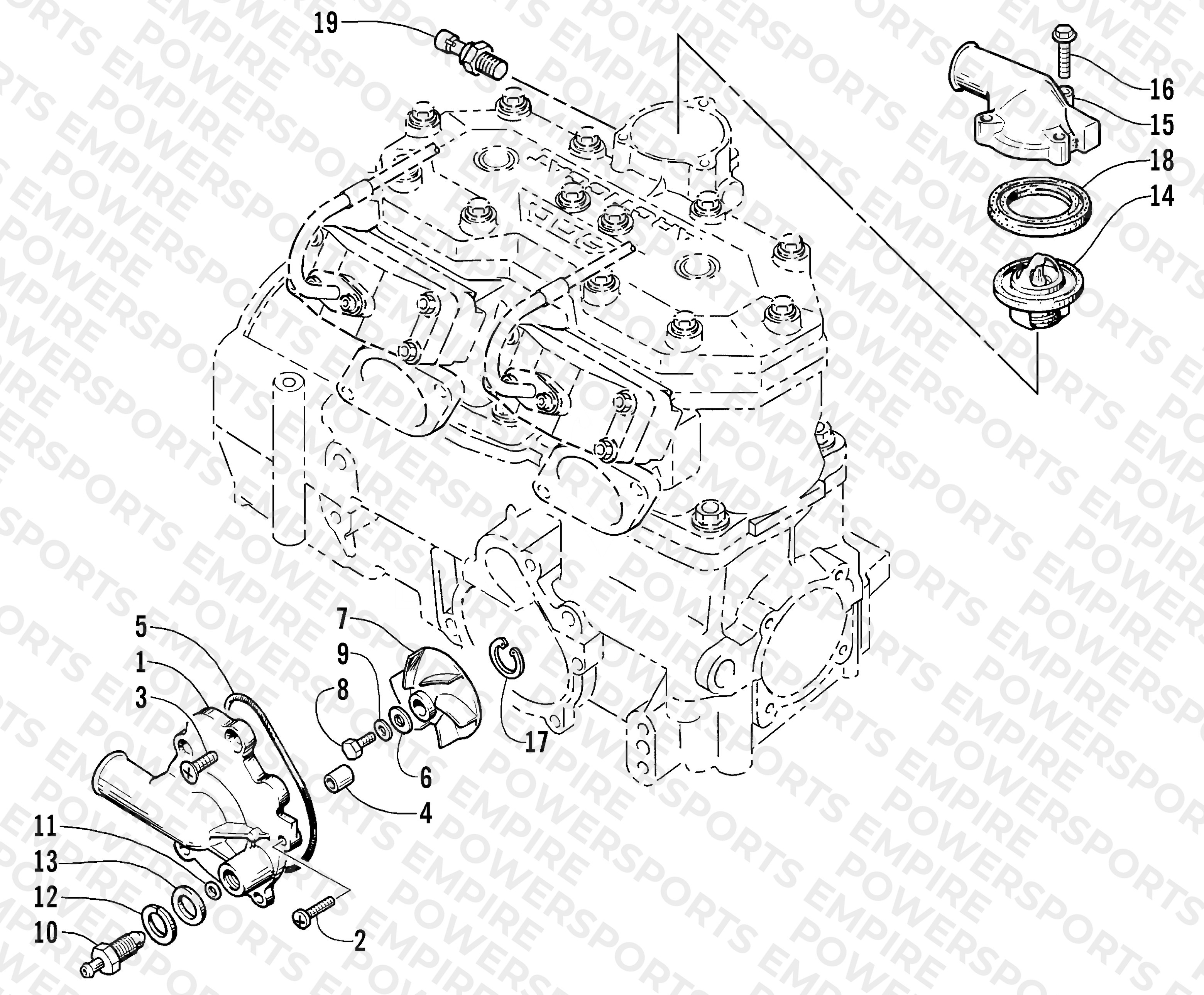 WATER PUMP AND THERMOSTAT