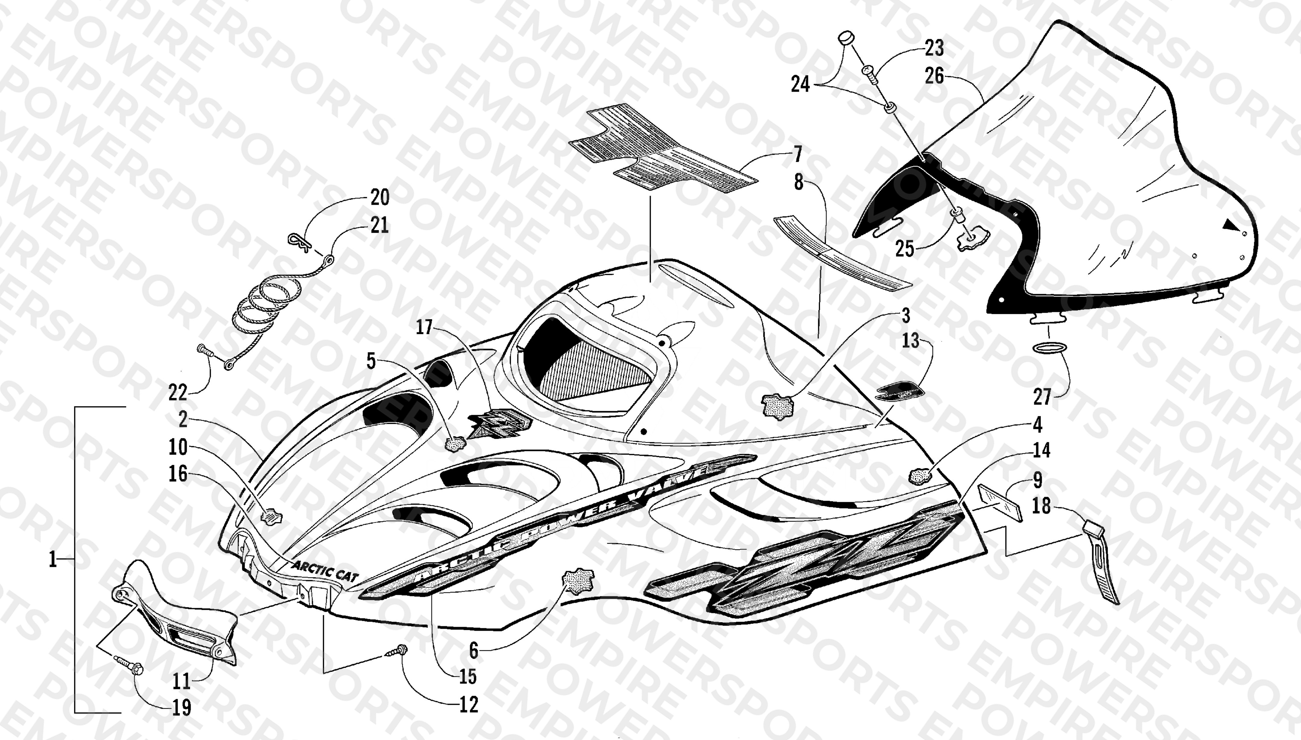 HOOD AND WINDSHIELD ASSEMBLY