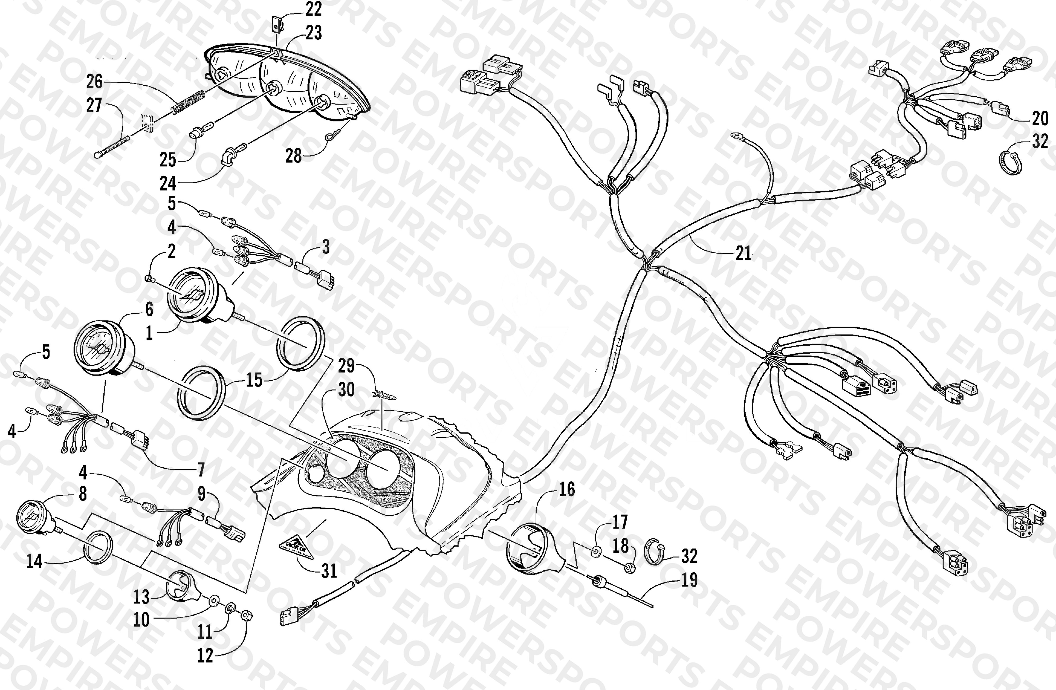 HEADLIGHT, INSTRUMENTS, AND WIRING ASSEMBLIES