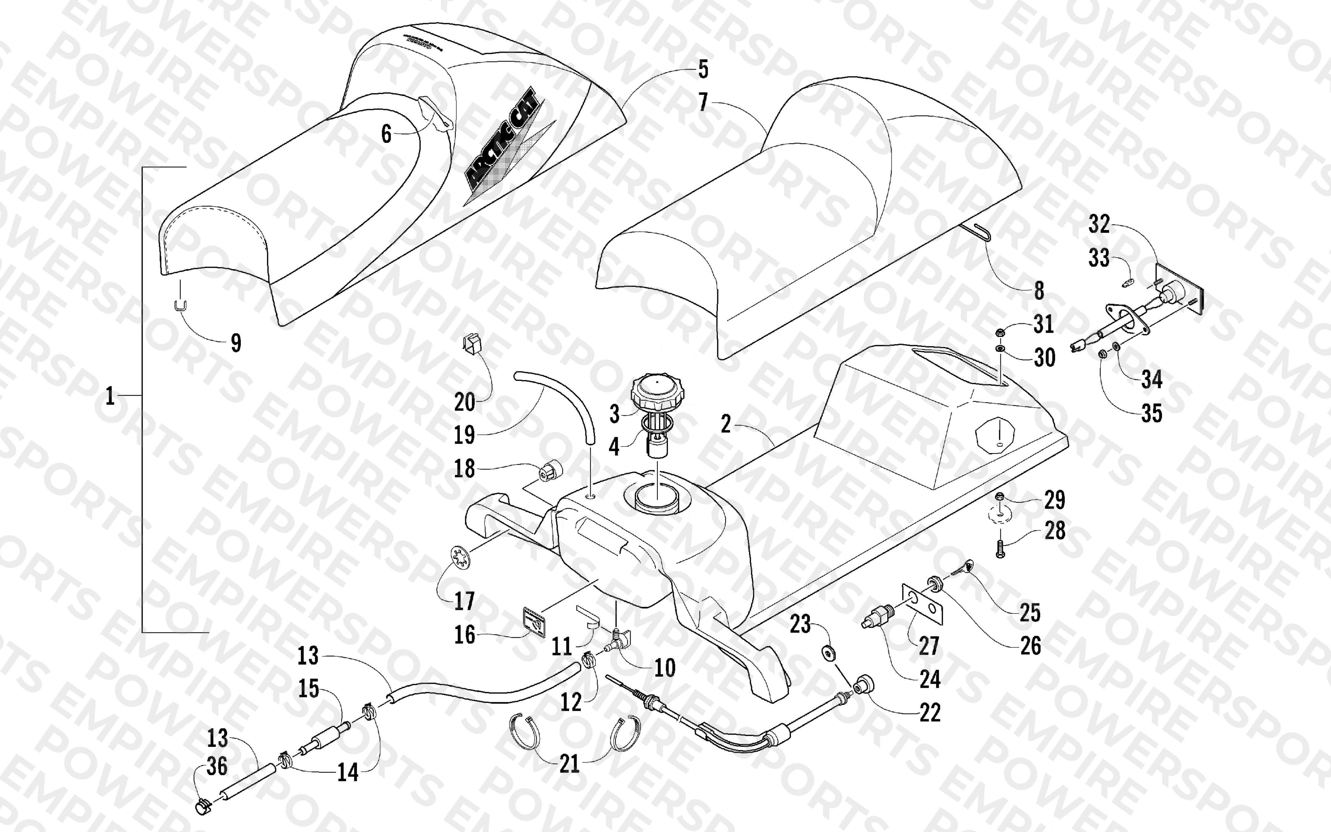 GAS TANK, SEAT, AND TAILLIGHT ASSEMBLY
