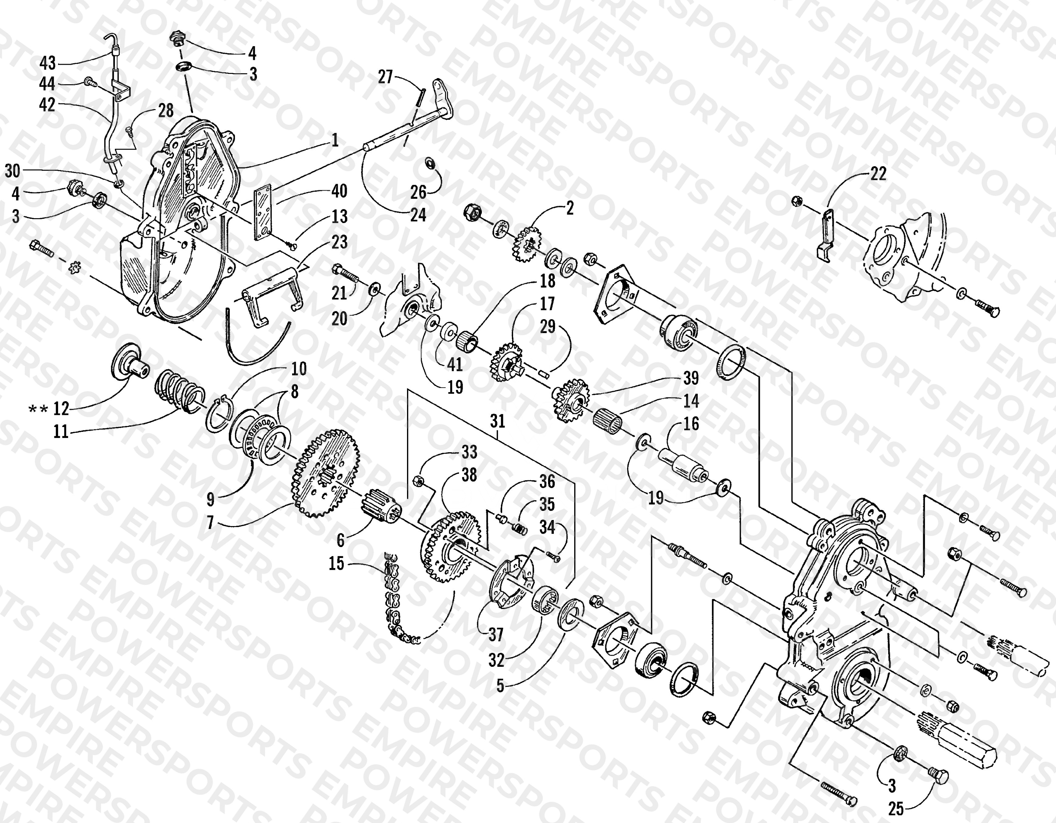 DRIVE/REVERSE DROPCASE ASSEMBLY