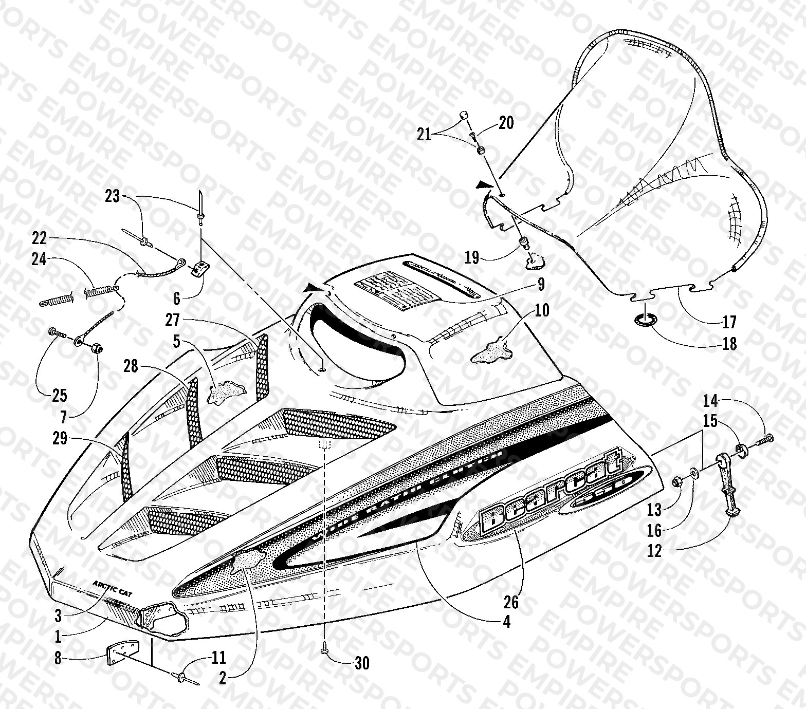 HOOD AND WINDSHIELD ASSEMBLY