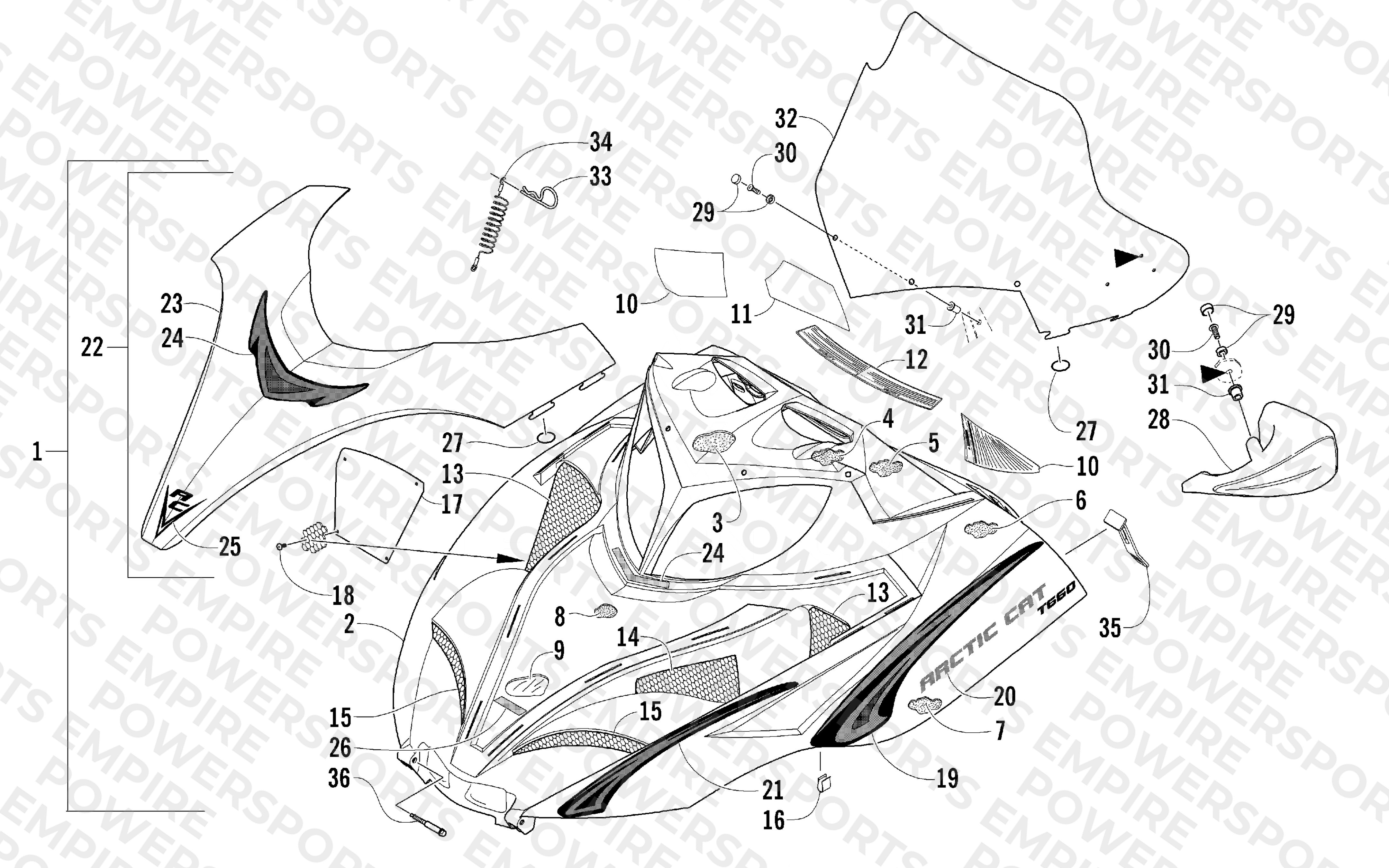 HOOD AND WINDSHIELD ASSEMBLY