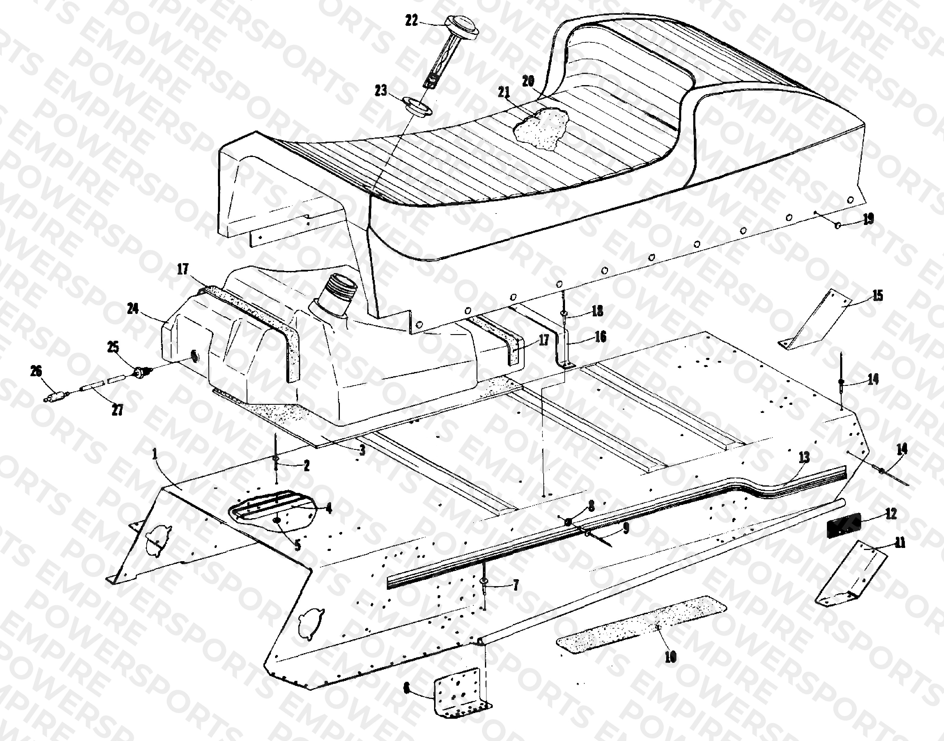 TUNNEL, GAS TANK AND SEAT