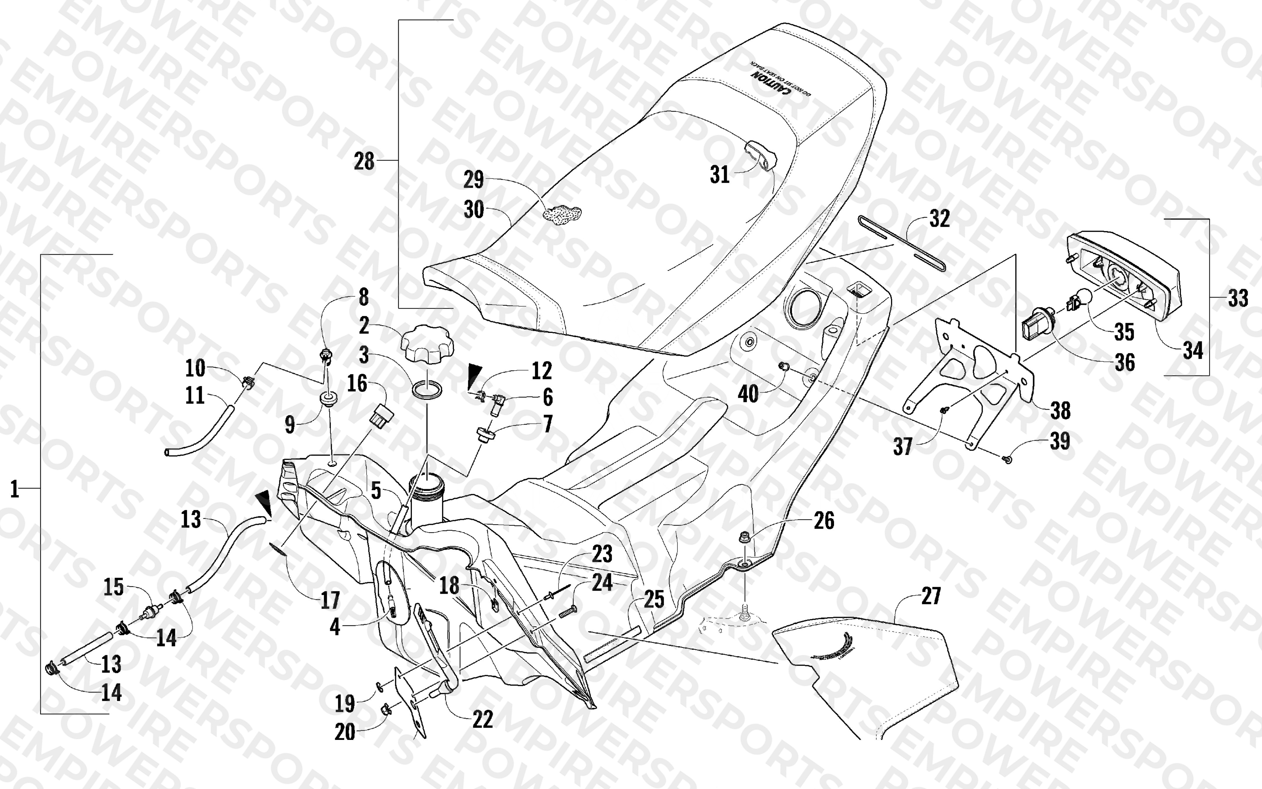GAS TANK, SEAT, AND TAILLIGHT ASSEMBLY