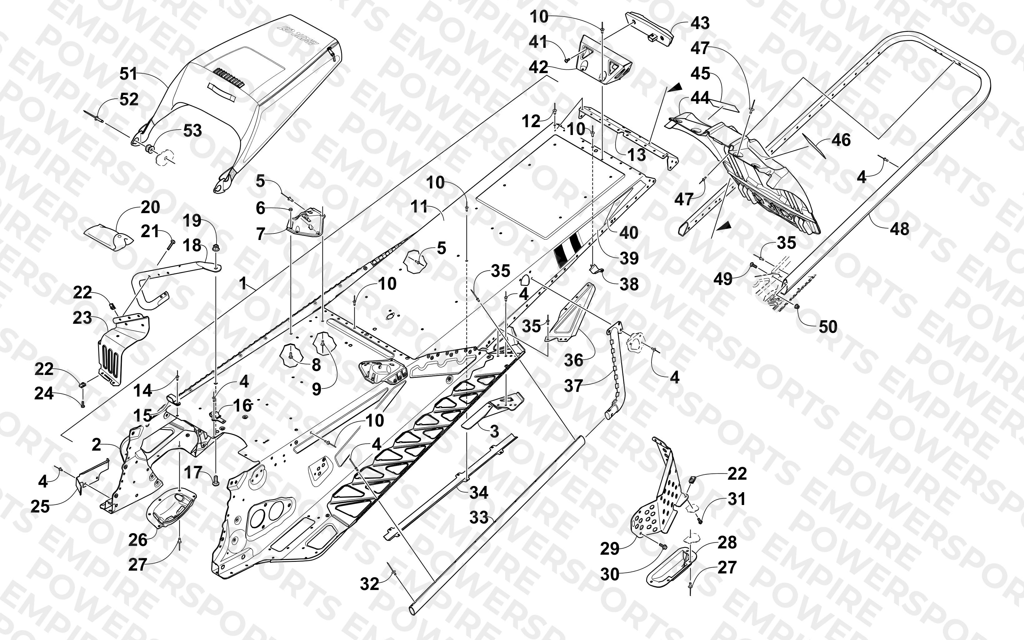 TUNNEL, REAR BUMPER, AND SNOWFLAP ASSEMBLY