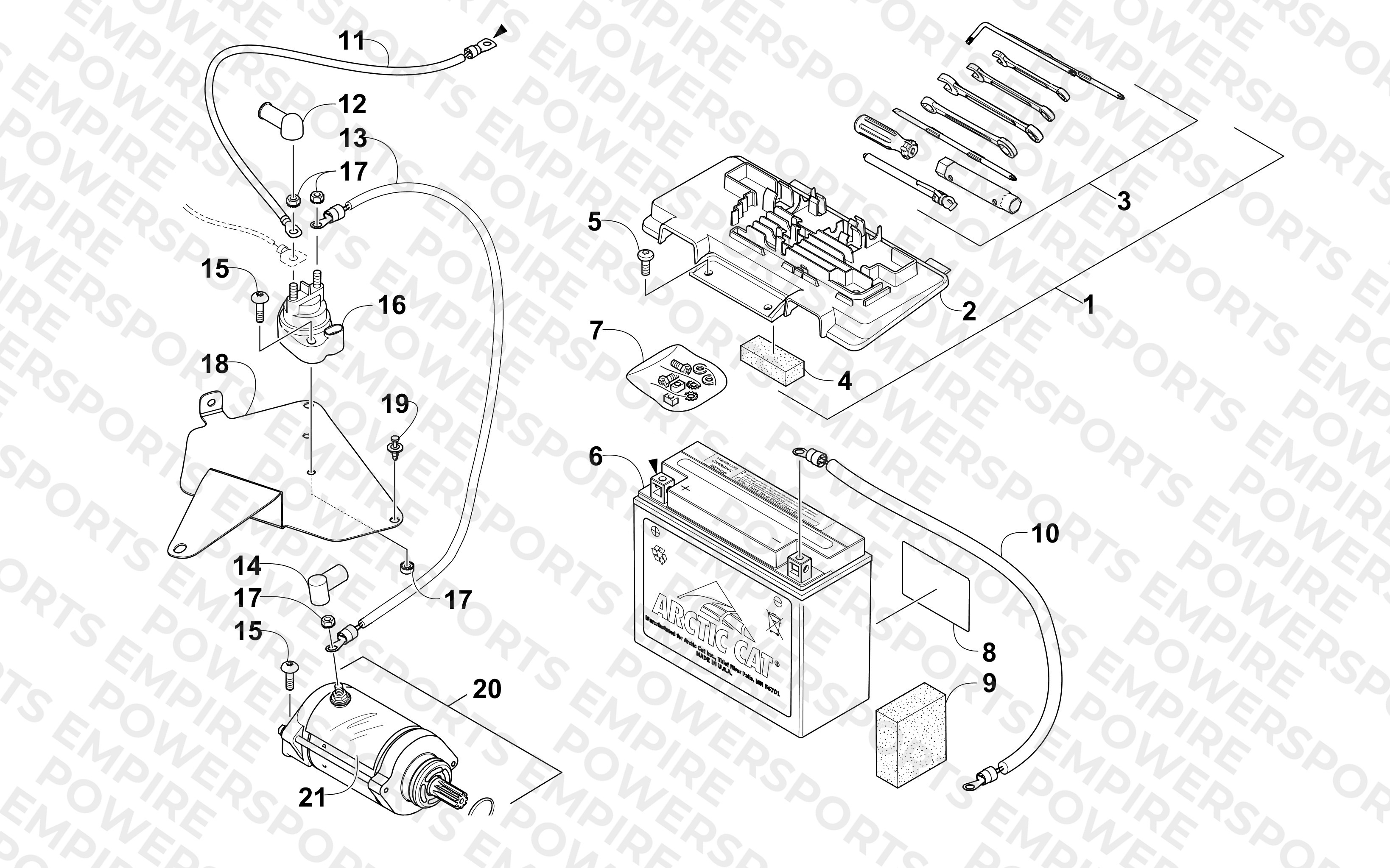BATTERY AND STARTER ASSEMBLY