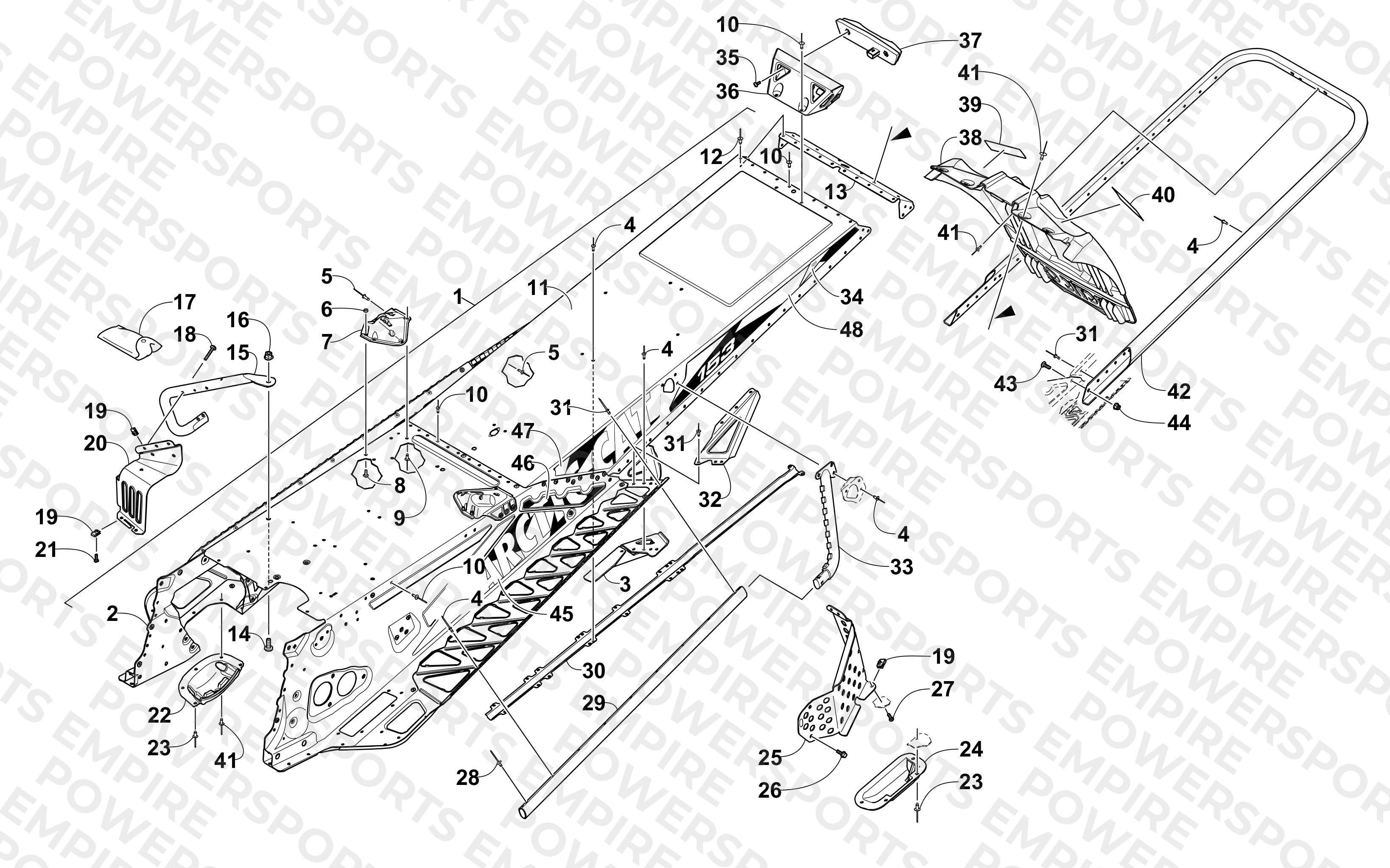 TUNNEL, REAR BUMPER, AND SNOWFLAP ASSEMBLY