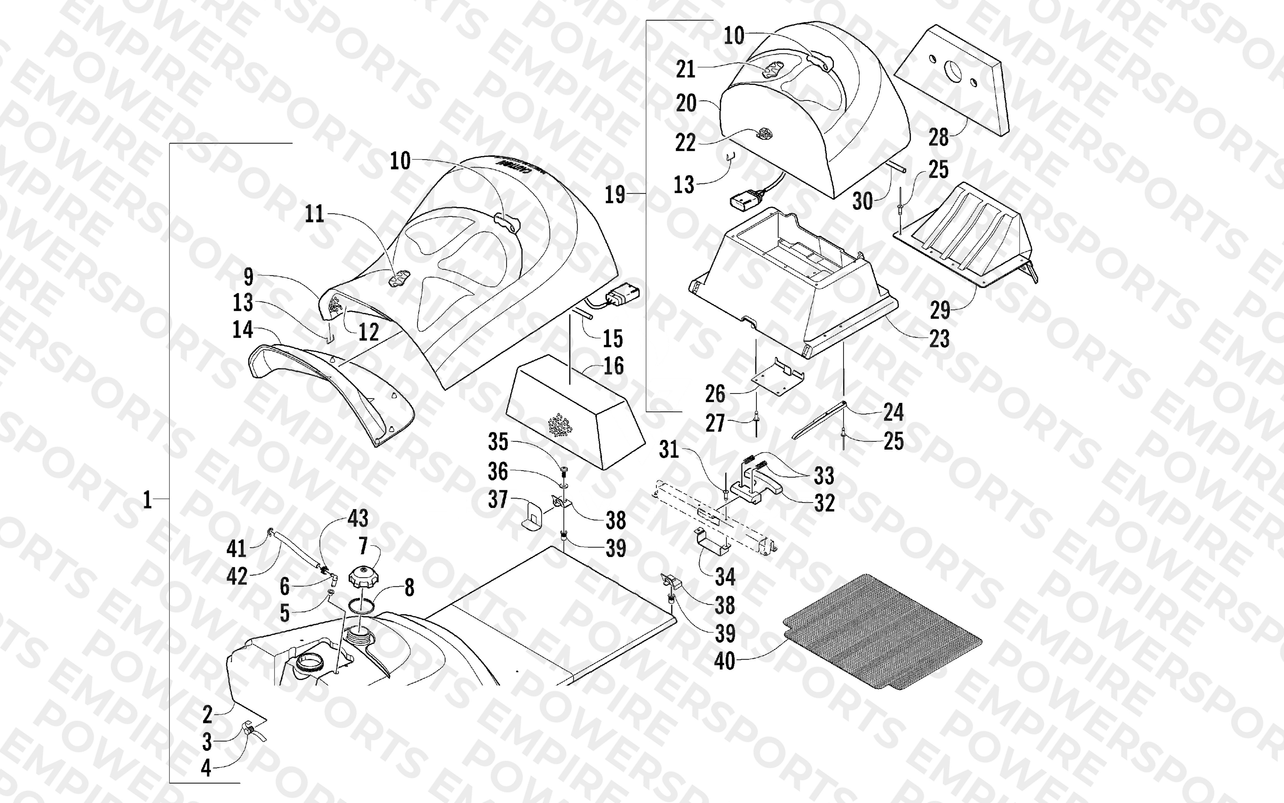 GAS TANK AND SEAT ASSEMBLY