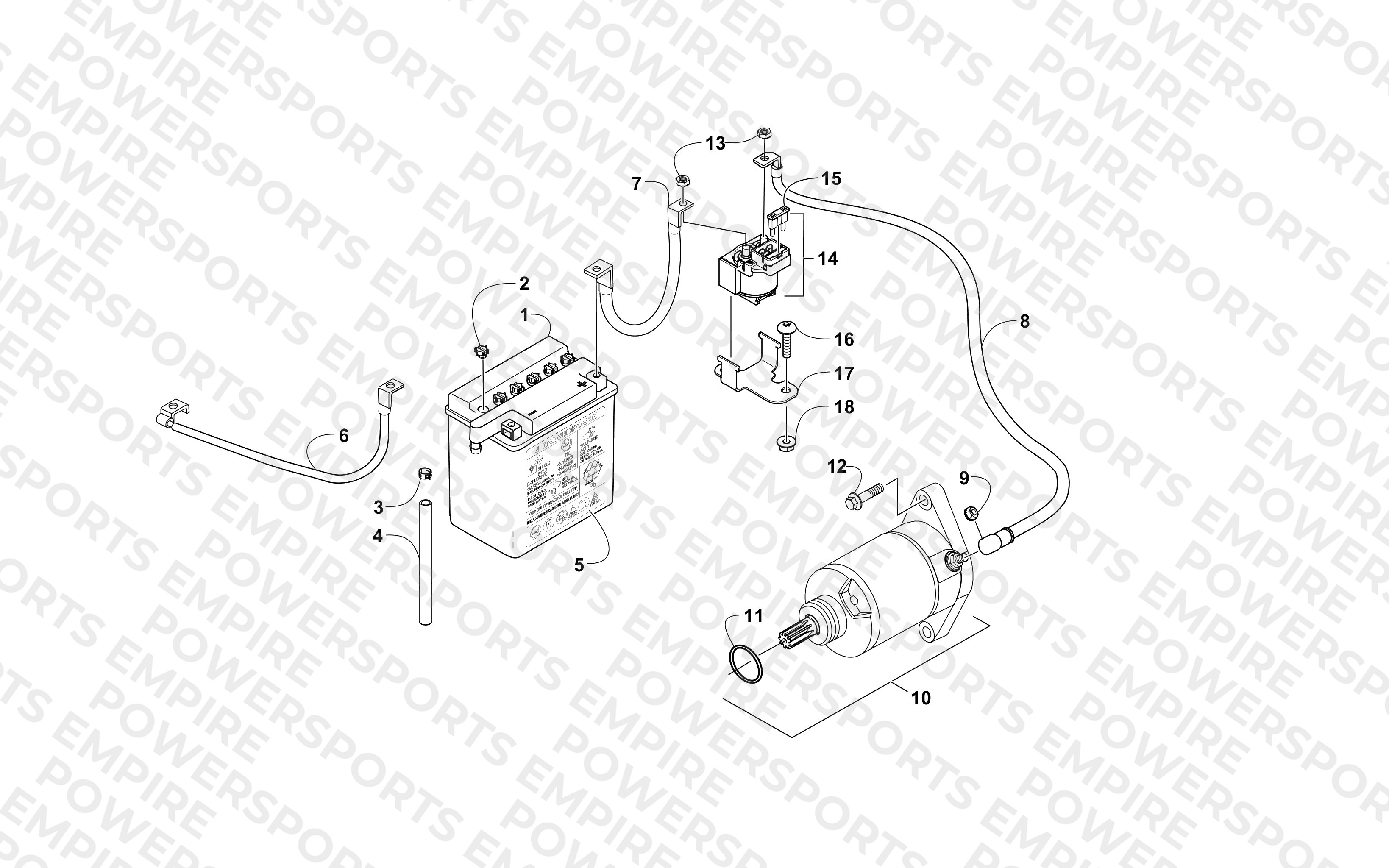 BATTERY AND STARTER ASSEMBLY