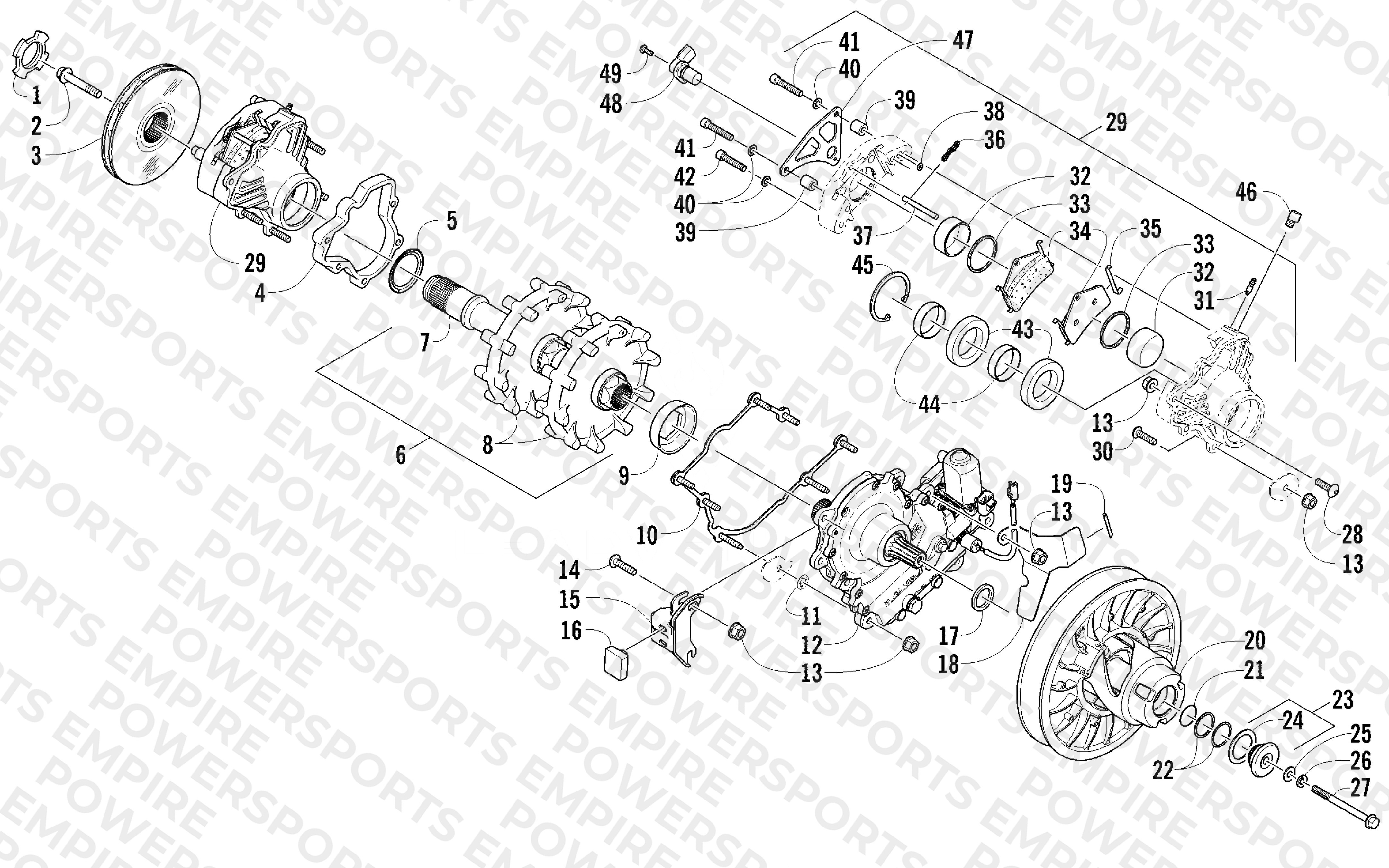 DRIVE TRAIN SHAFT AND BRAKE ASSEMBLIES