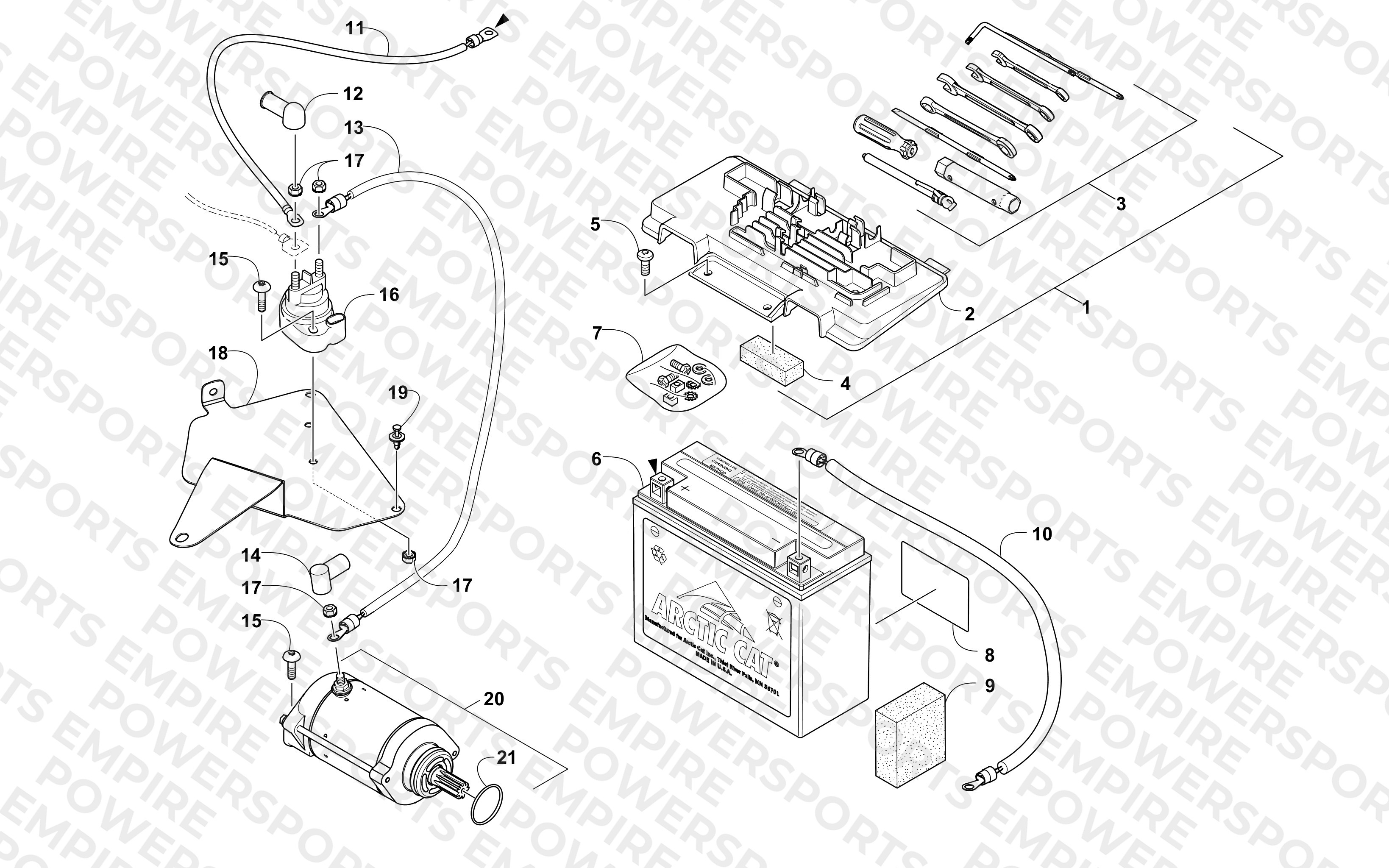 BATTERY AND STARTER ASSEMBLY