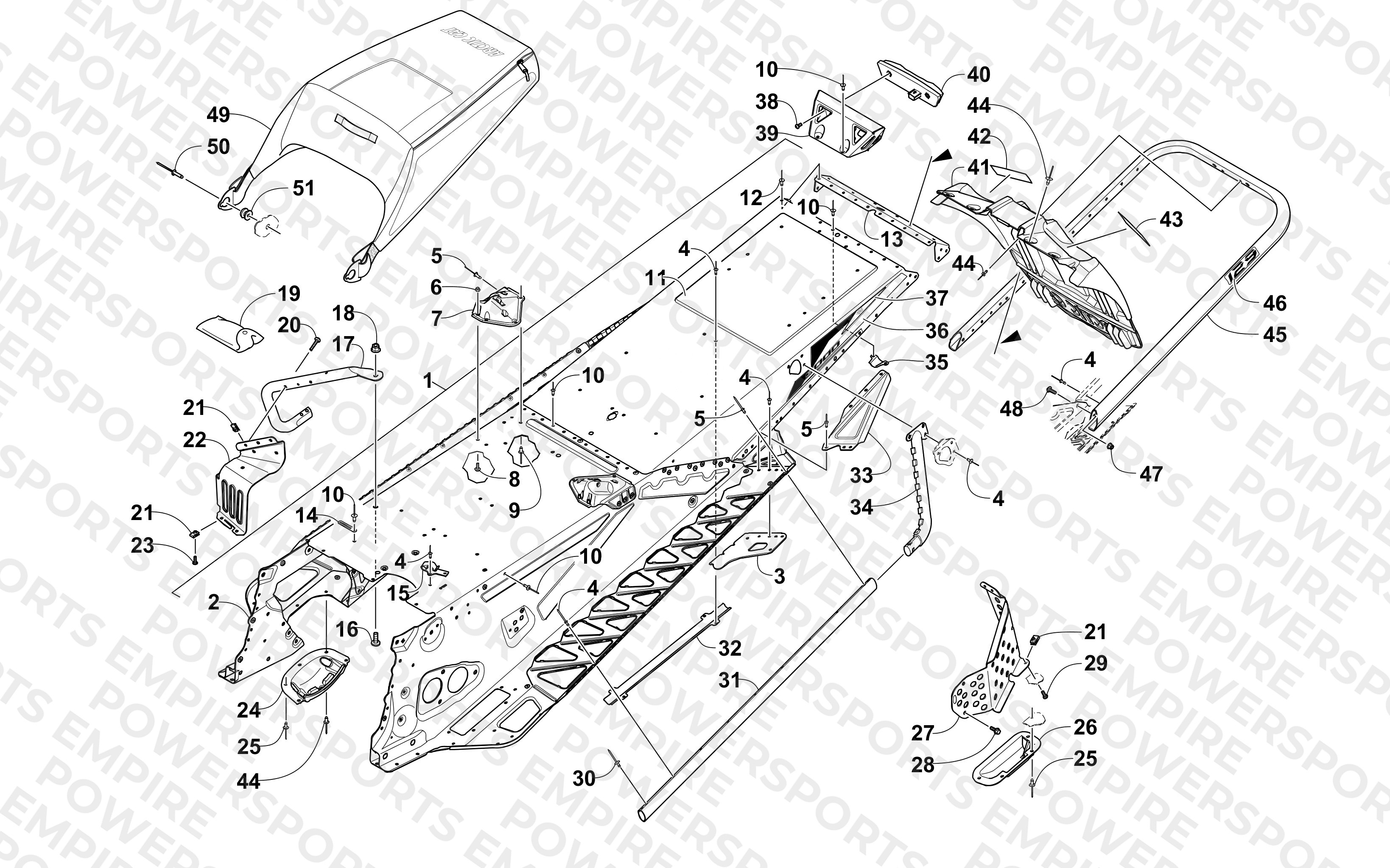 TUNNEL, REAR BUMPER, AND SNOWFLAP ASSEMBLY