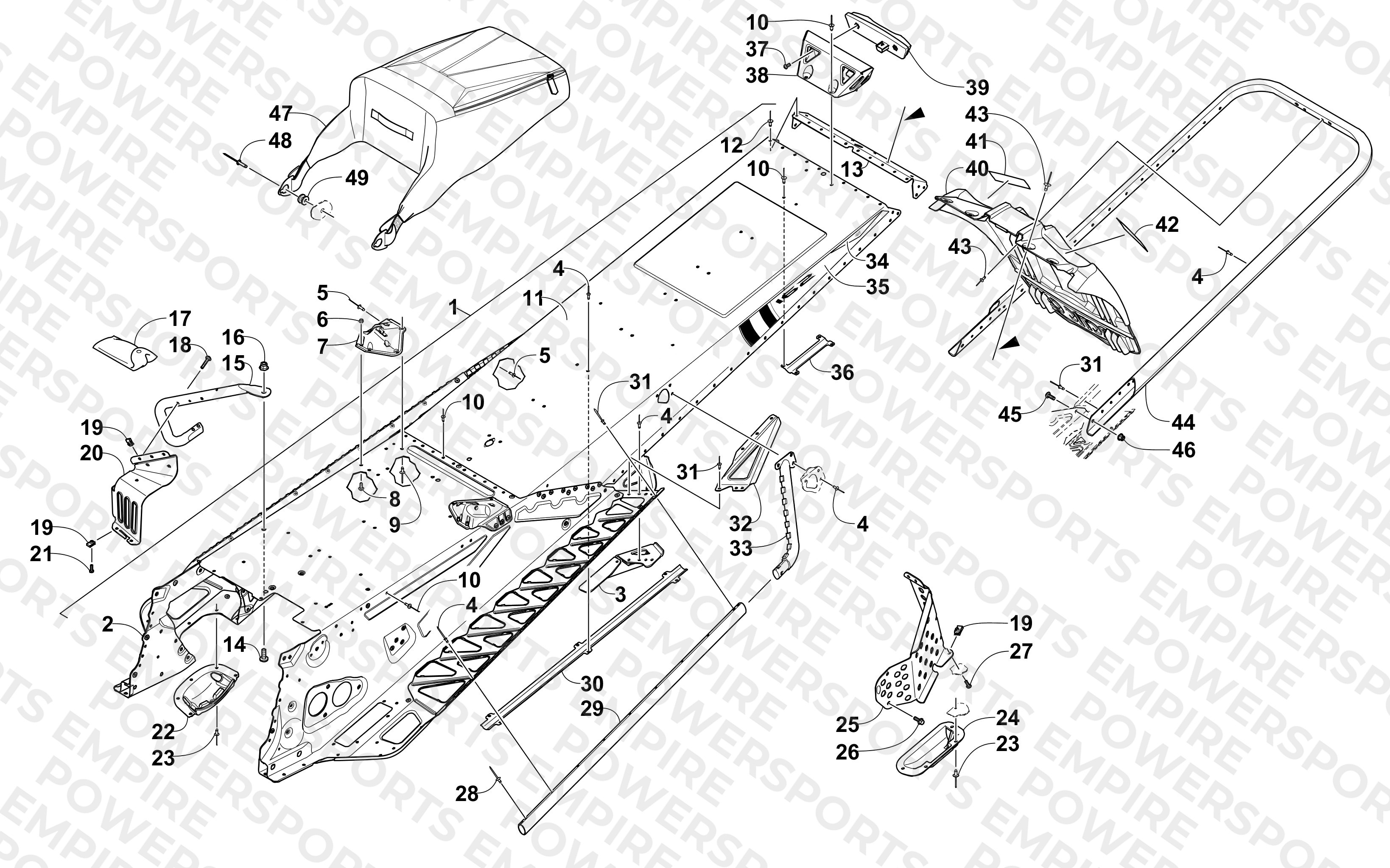 TUNNEL, REAR BUMPER, AND SNOWFLAP ASSEMBLY