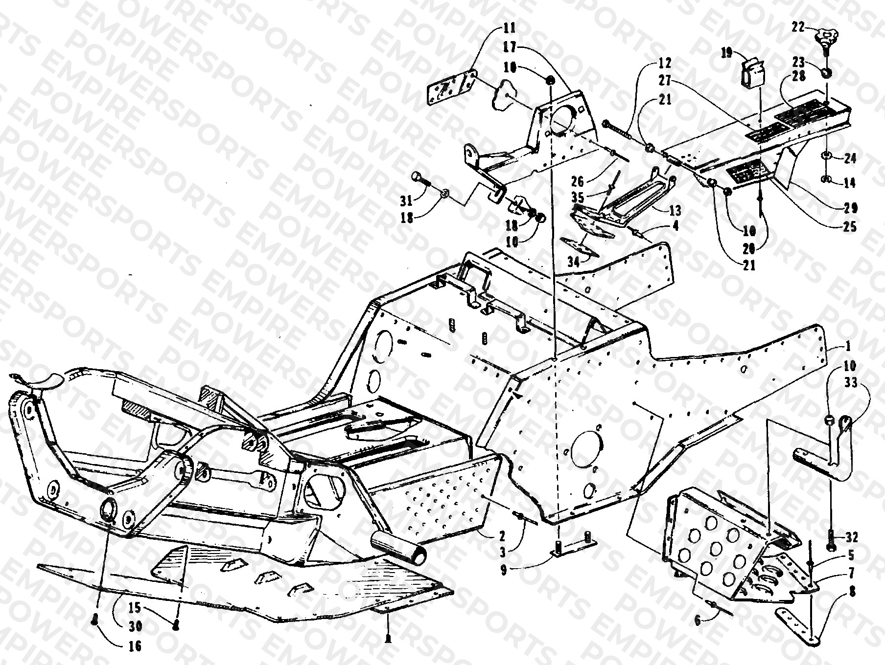 FRONT FRAME, FOOTREST, AND GUARD ASSEMBLIES