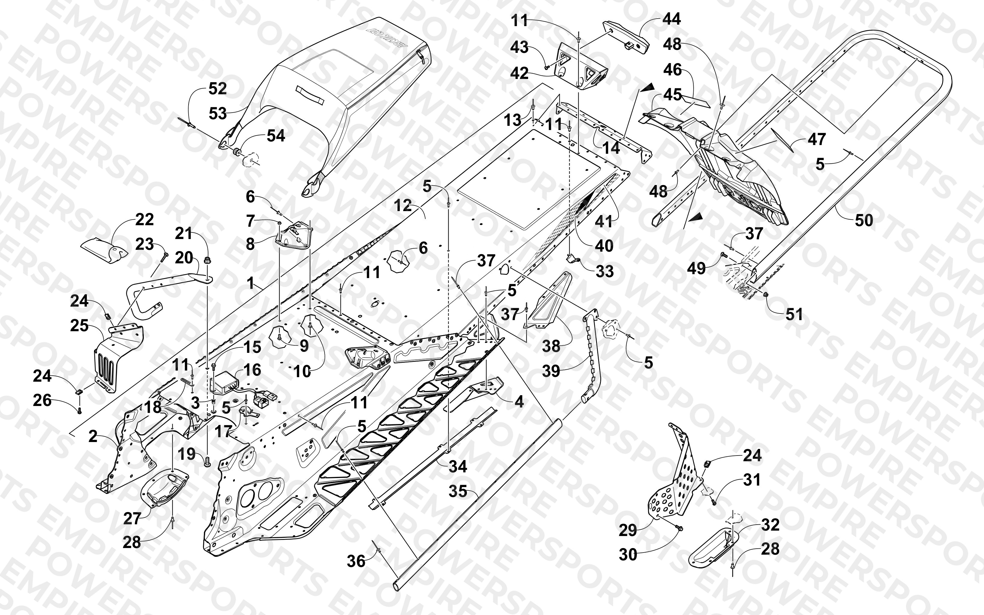 TUNNEL, REAR BUMPER, AND SNOWFLAP ASSEMBLY