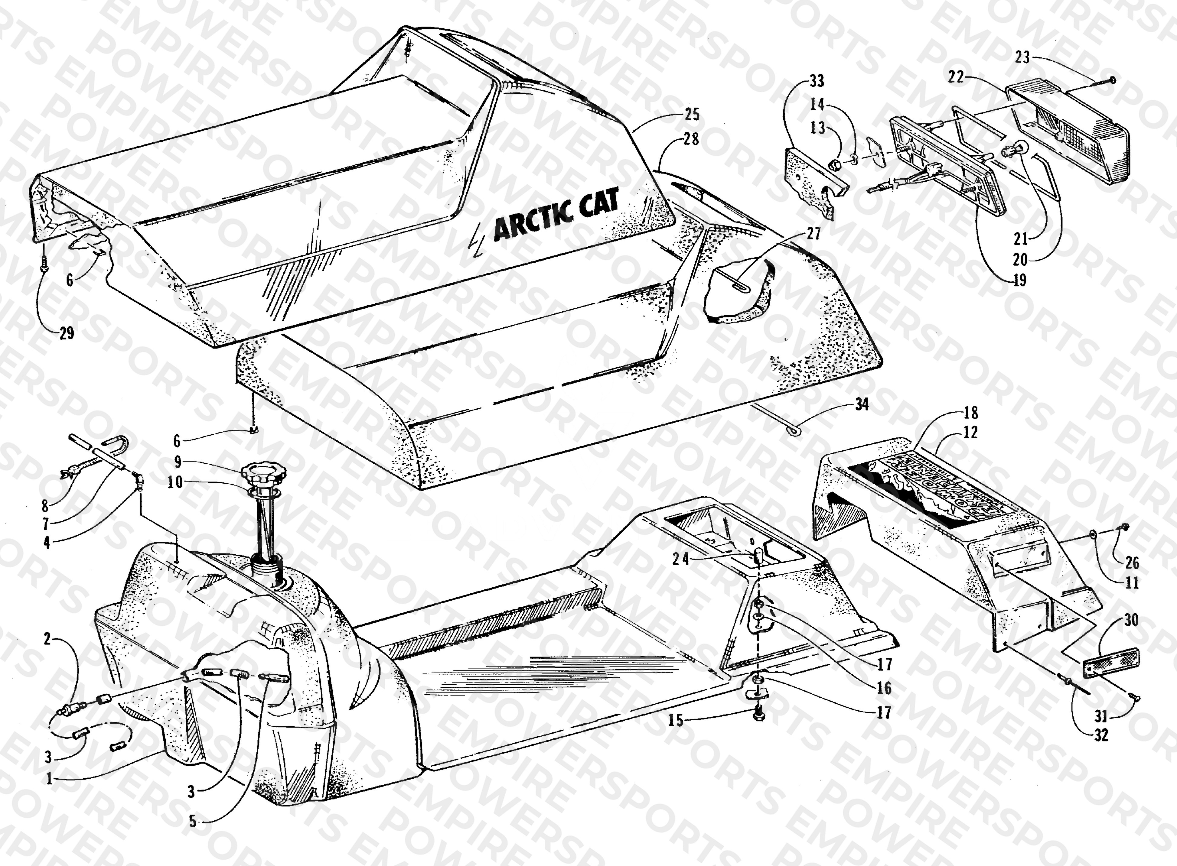 GAS TANK, SEAT, AND TAILLIGHT ASSEMBLY