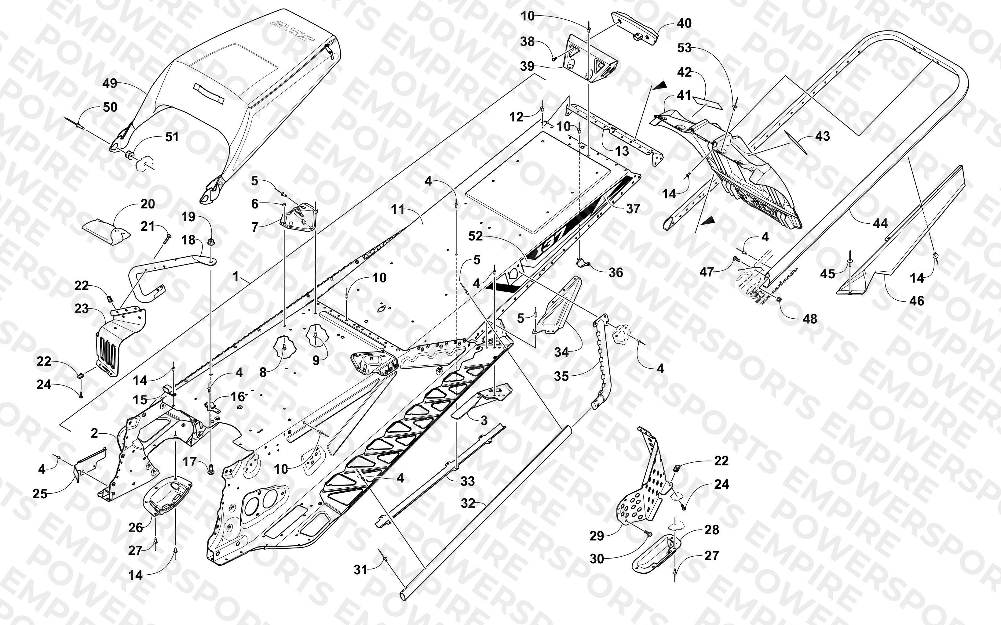 TUNNEL, REAR BUMPER, AND SNOWFLAP ASSEMBLY