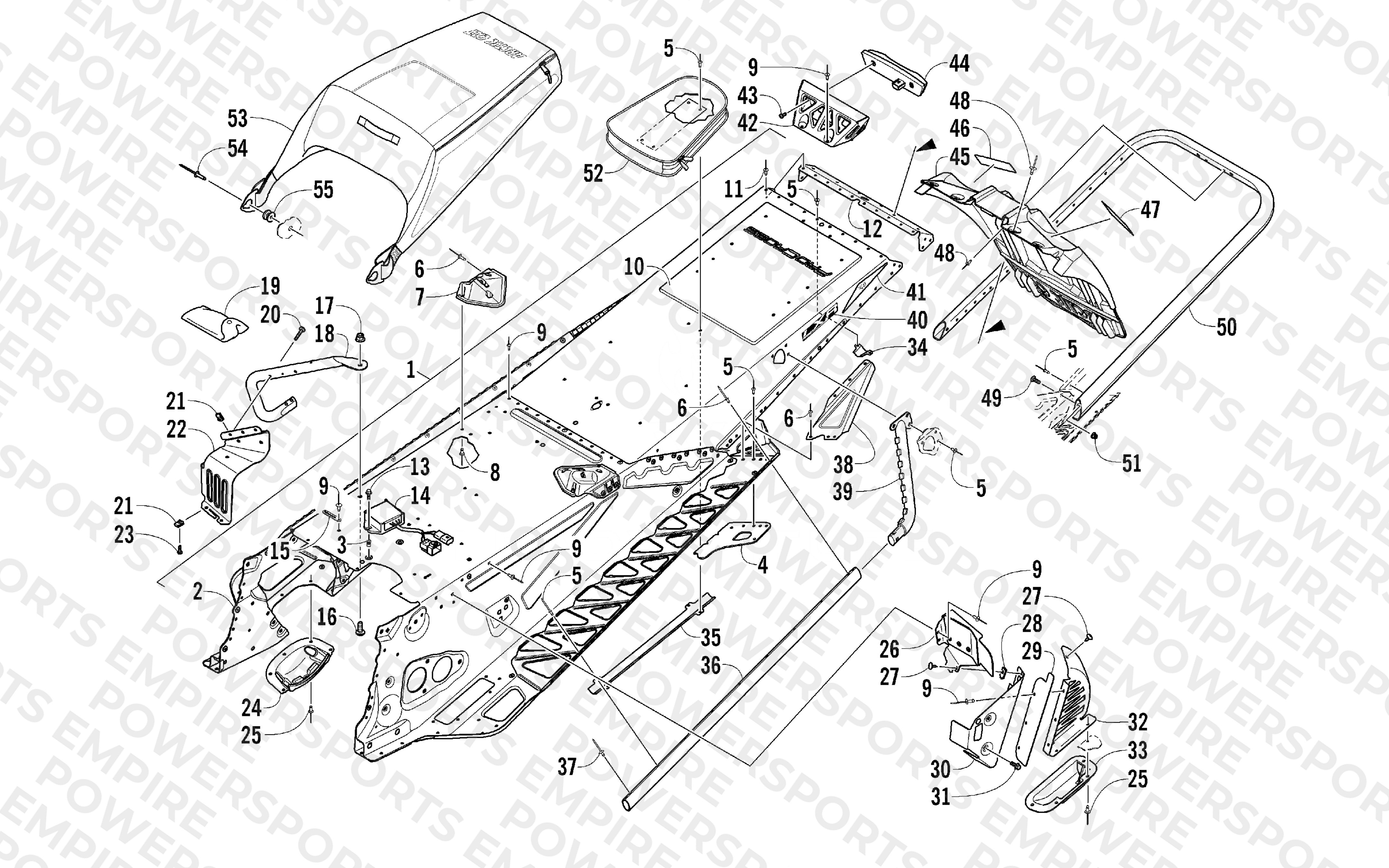 TUNNEL, REAR BUMPER, AND SNOWFLAP ASSEMBLY