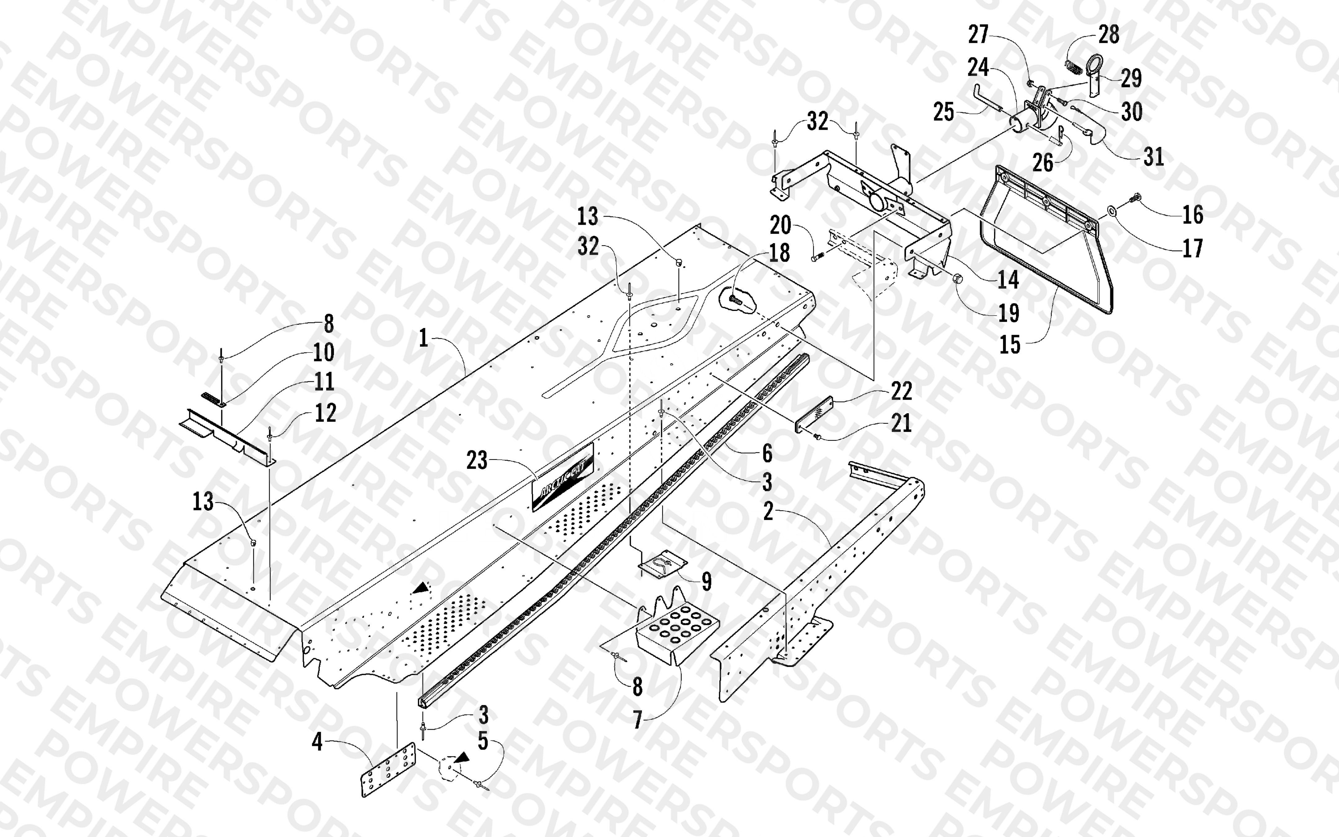 TUNNEL, REAR BUMPER, AND HITCH ASSEMBLY