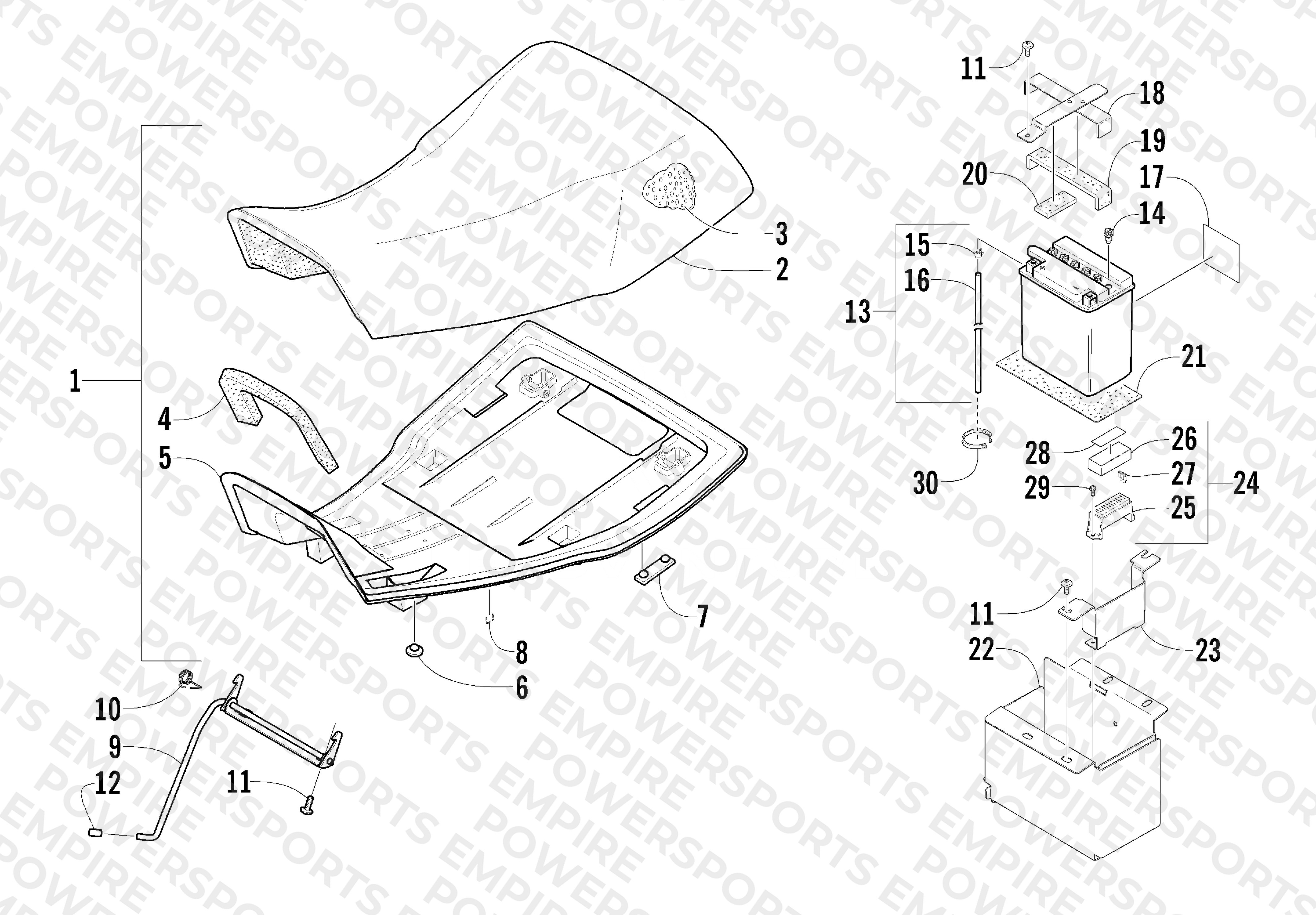 SEAT AND BATTERY ASSEMBLIES