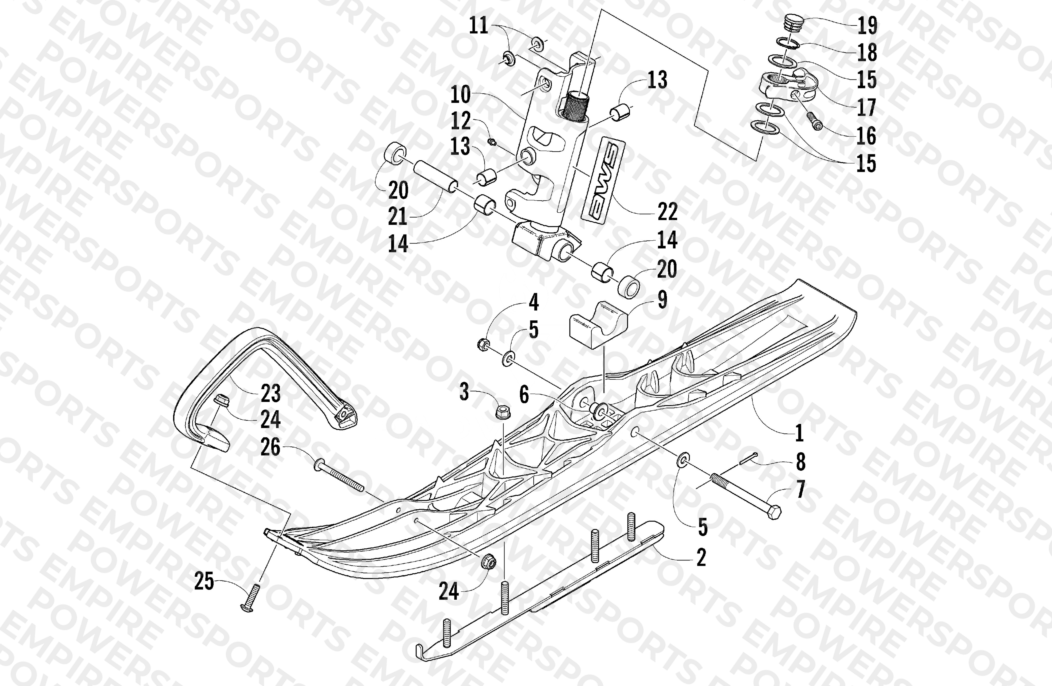 SKI AND SPINDLE ASSEMBLY