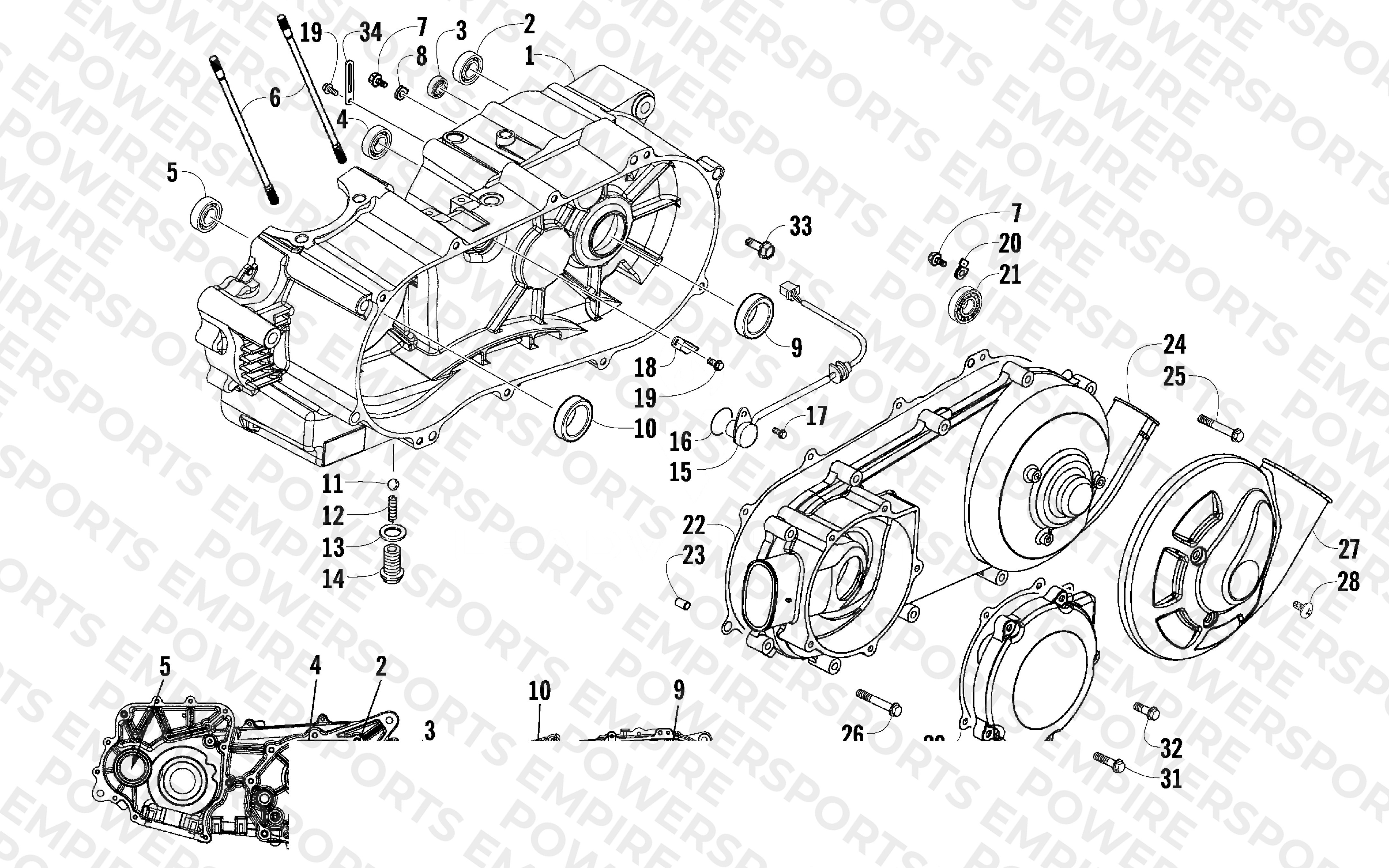 LEFT CRANKCASE AND COVER ASSEMBLY