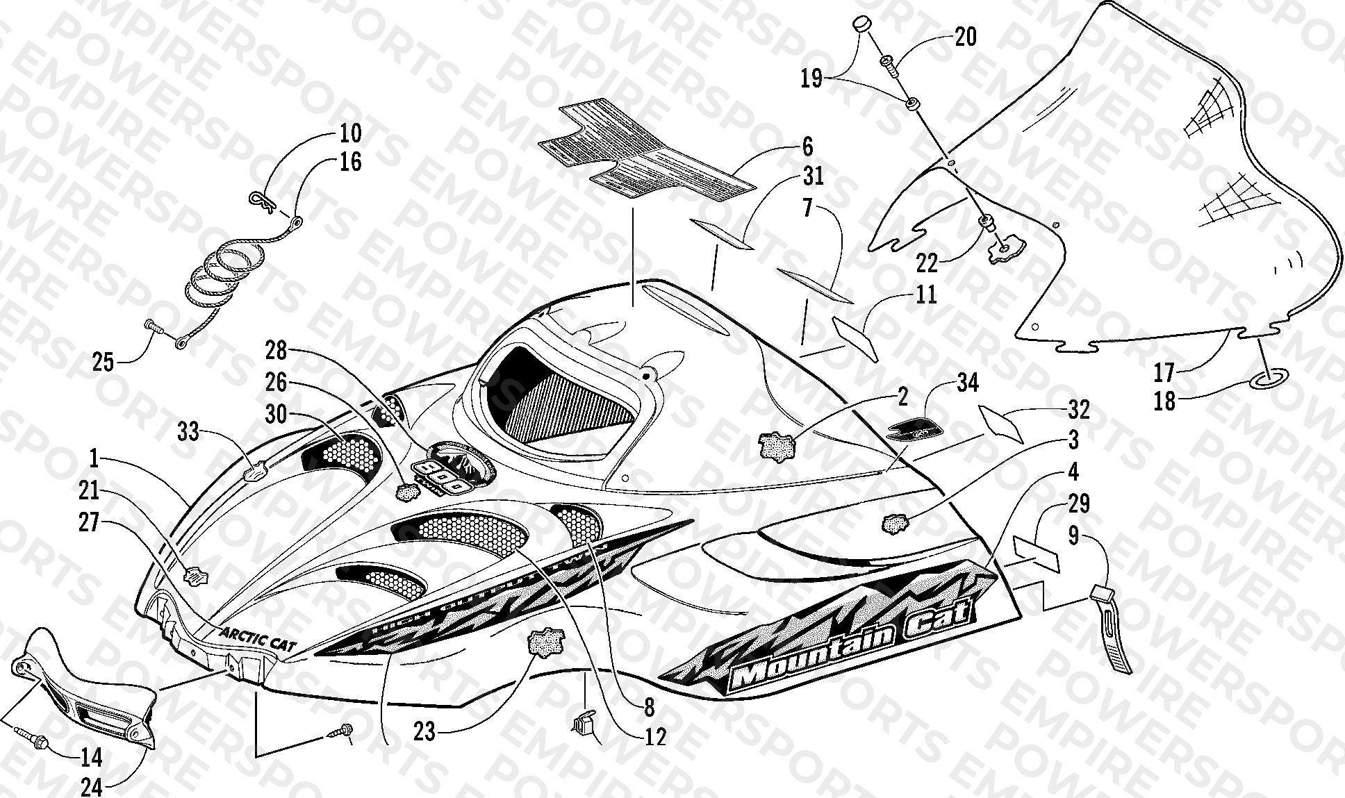 HOOD AND WINDSHIELD ASSEMBLY (LE)