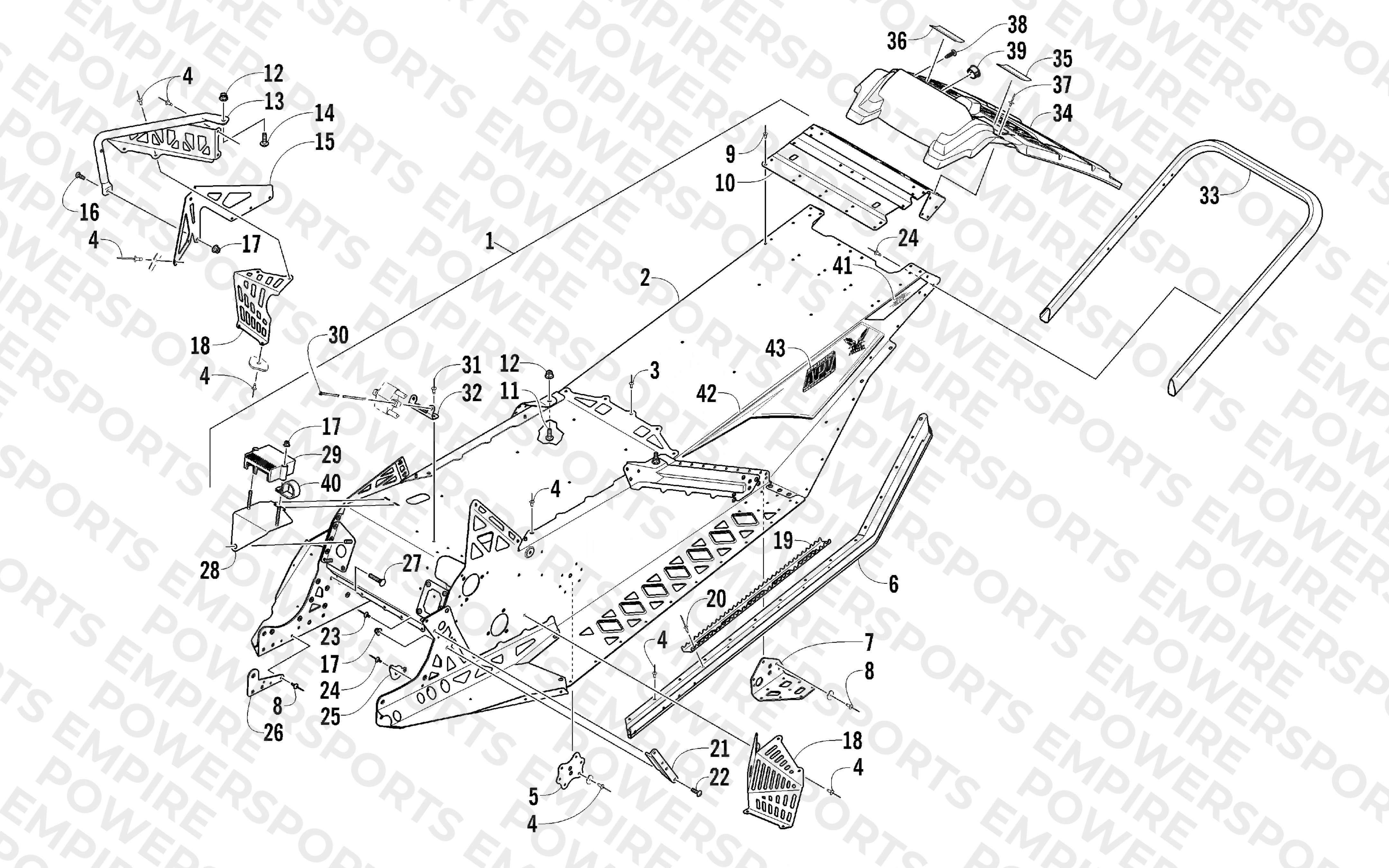 CHASSIS, REAR BUMPER, AND SNOWFLAP ASSEMBLY