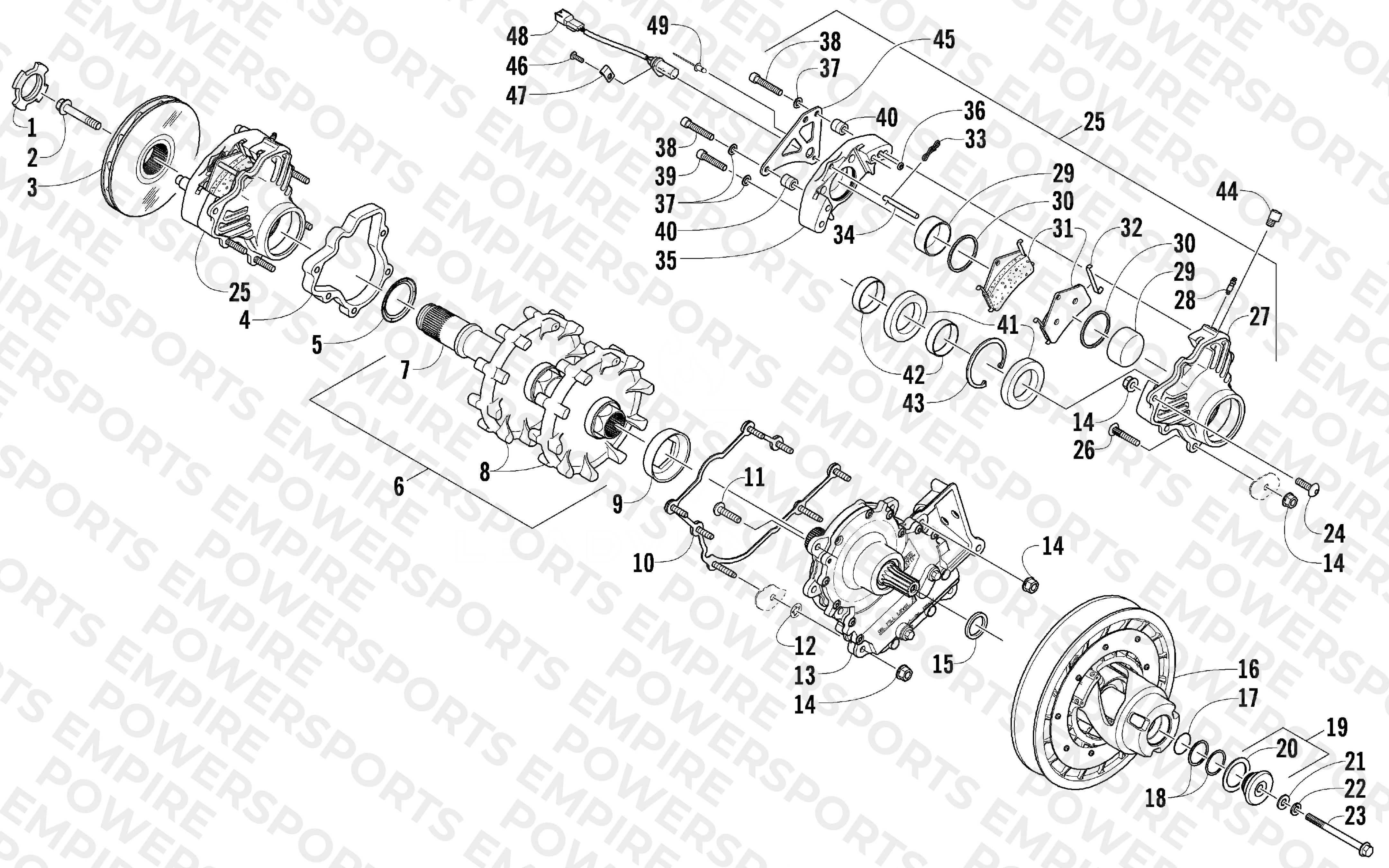 DRIVE TRAIN SHAFT AND BRAKE ASSEMBLIES