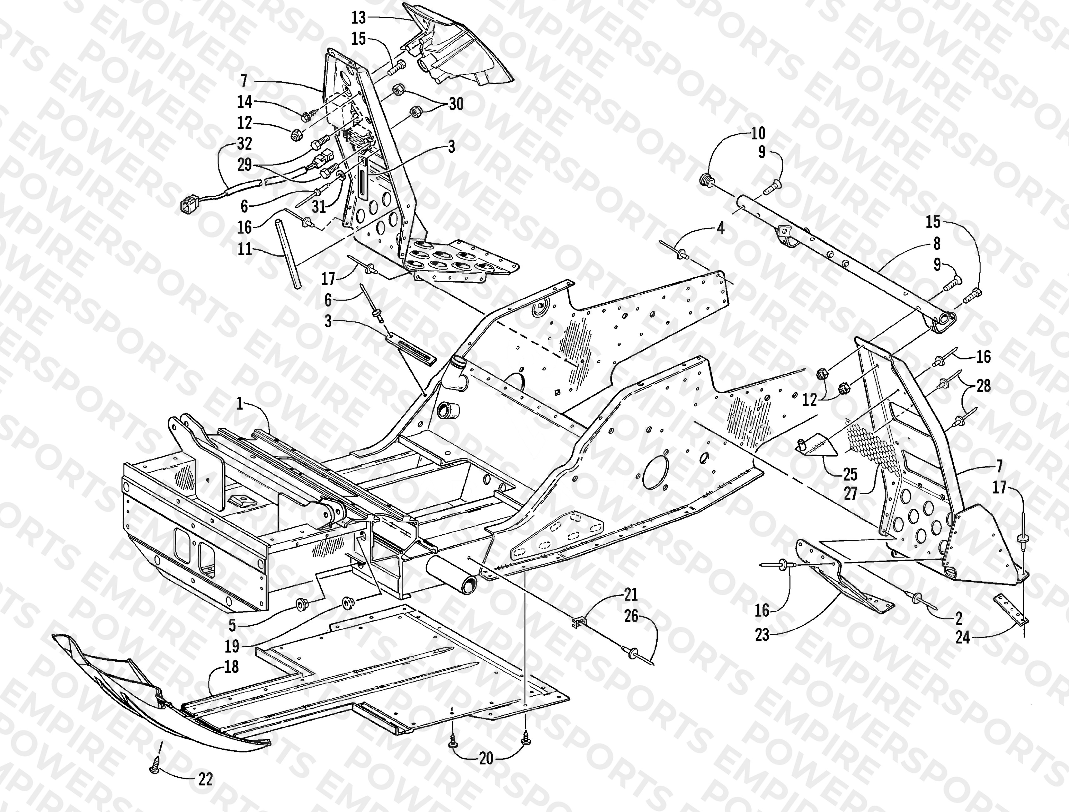 FRONT FRAME AND FOOTREST ASSEMBLY