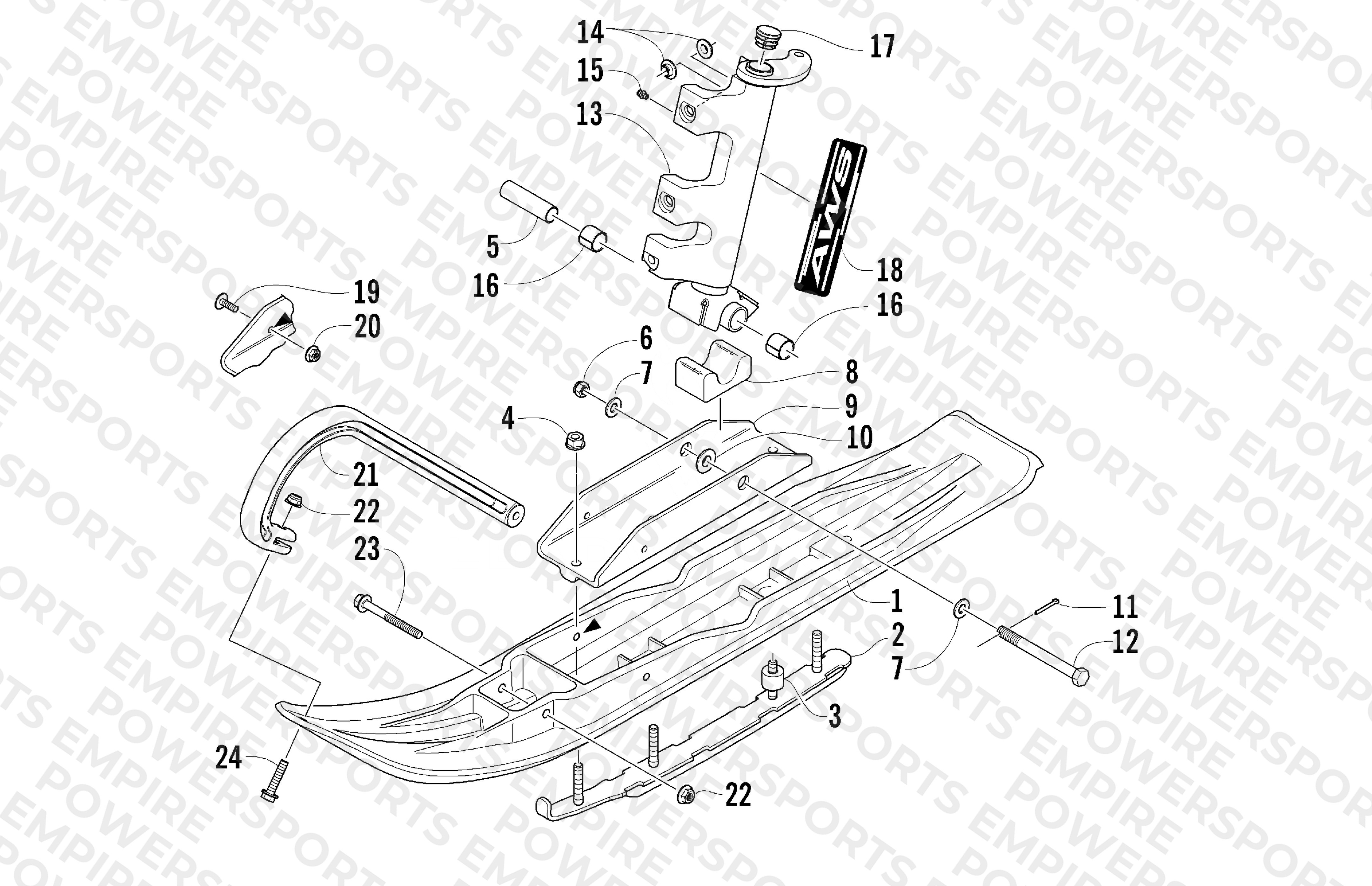 SKI AND SPINDLE ASSEMBLY
